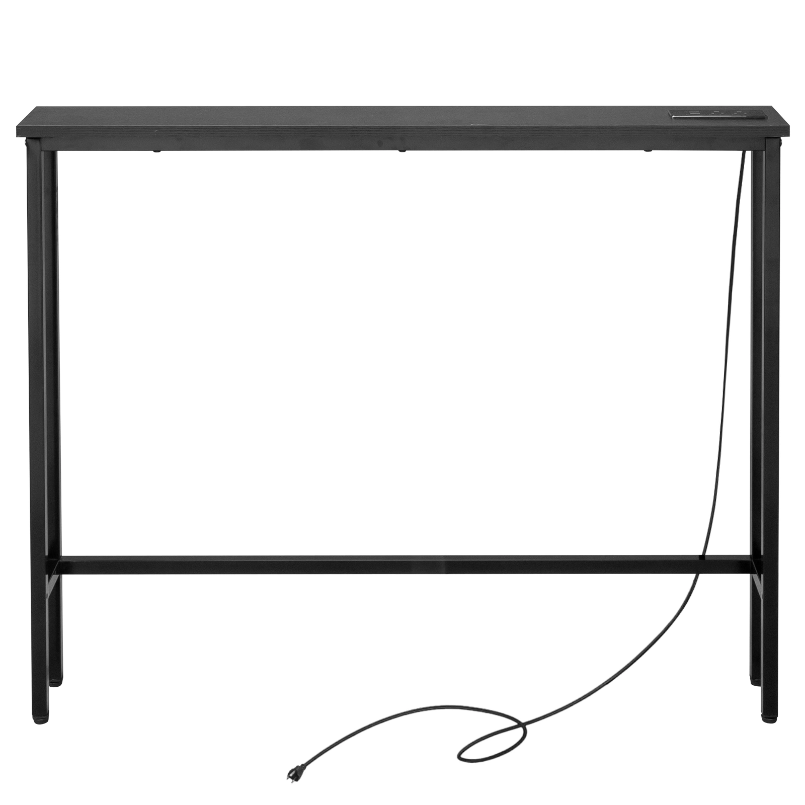 39.4" Narrow Console Sofa Table with Power Outlets and USB Ports, Skinny Couch Table with Metal Frame and Charge Station with 4.9ft Extension Cord, Black view 7