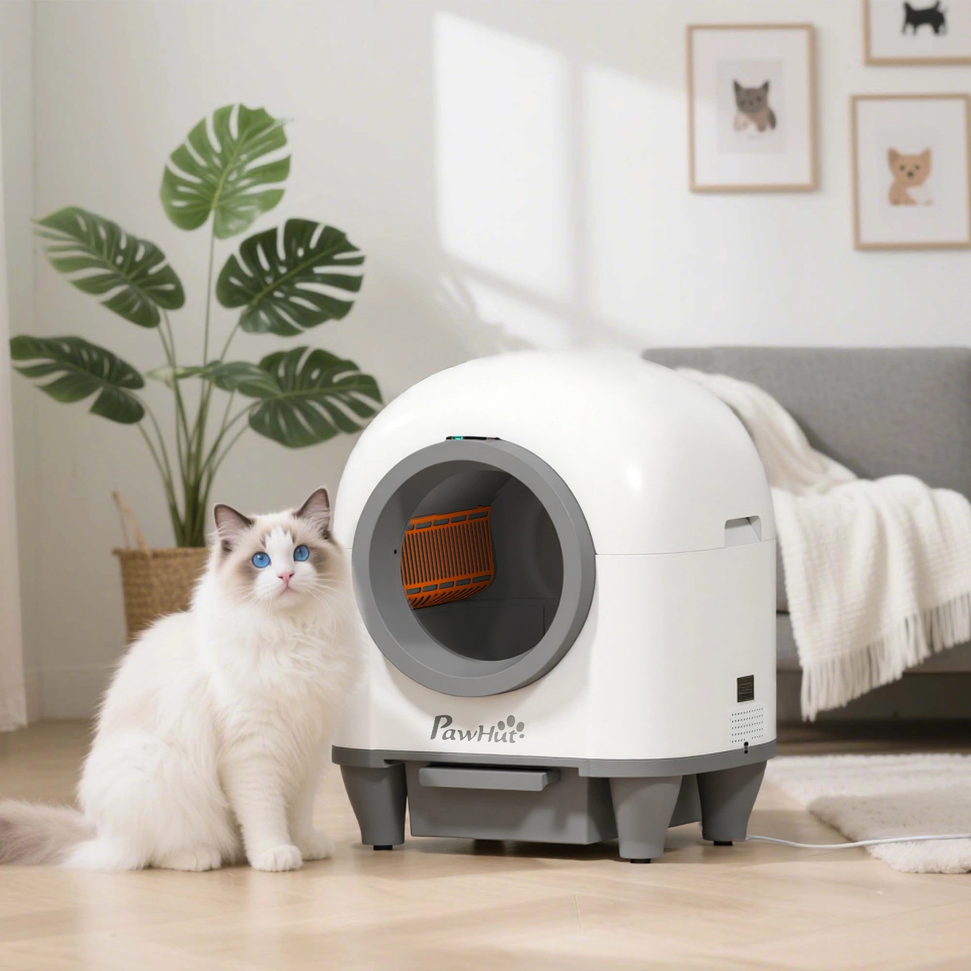 Cat Litter Box Enclosed, Hooded Kitty Litter Pan with High Walls, Scratch Resistant Pet Waste Toilet