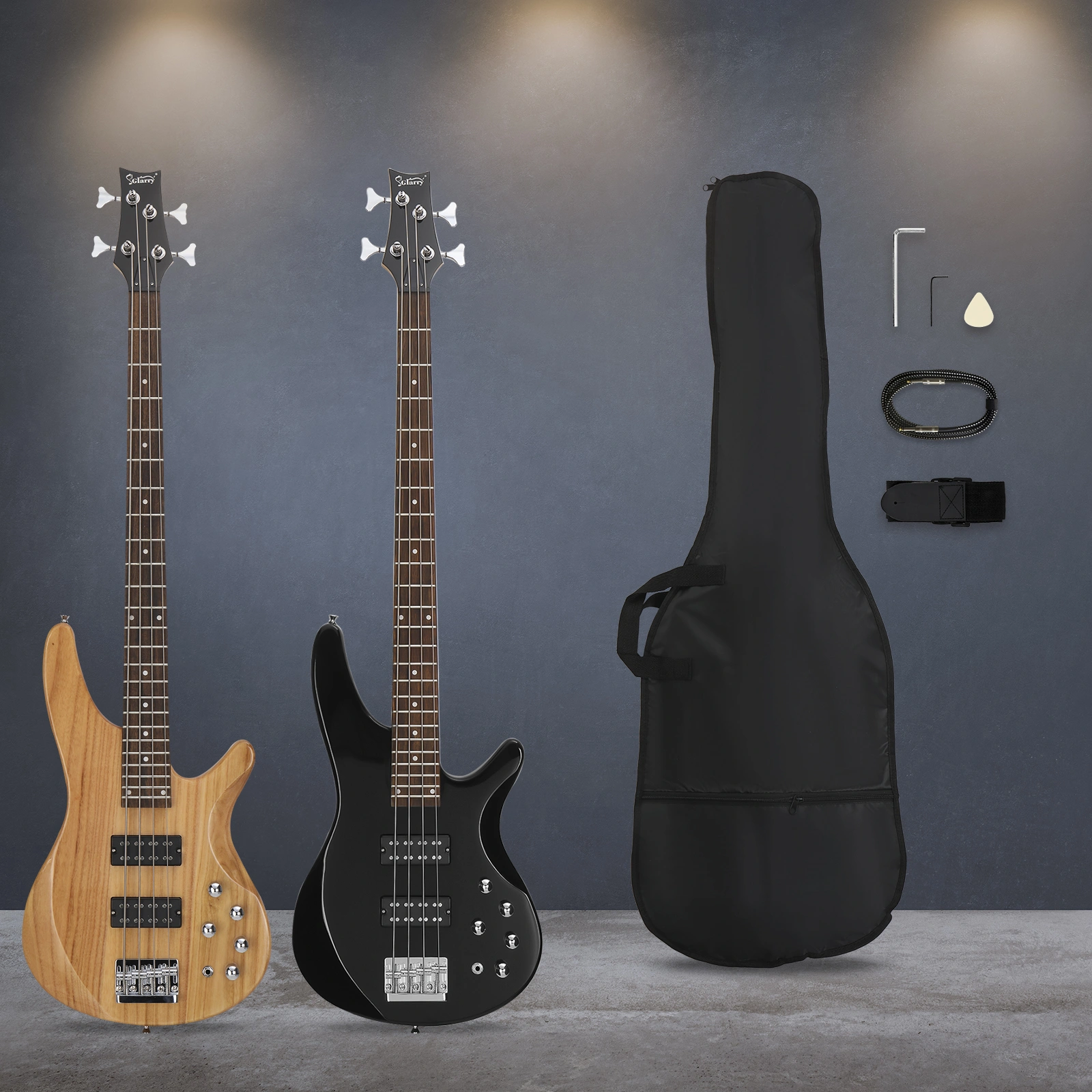 44 Inch GIB 4 String H-H Pickup Laurel Wood Fingerboard Electric Bass Guitar with Bag and other Accessories Burlywood view 14