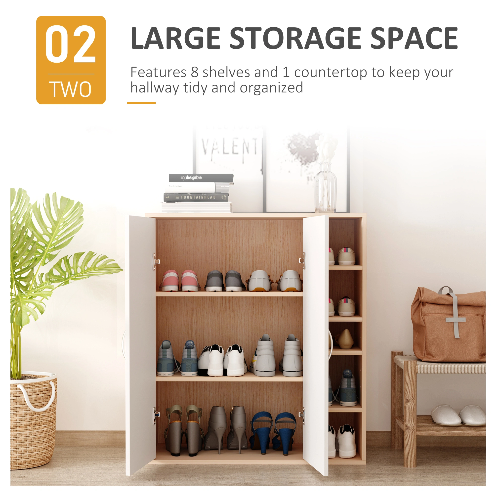 Shoe Storage Cabinet with Doors - Large Capacity Entryway Organizer, Multi-Tier Sneaker Shelf for Hallway, Living Room, Bedroom