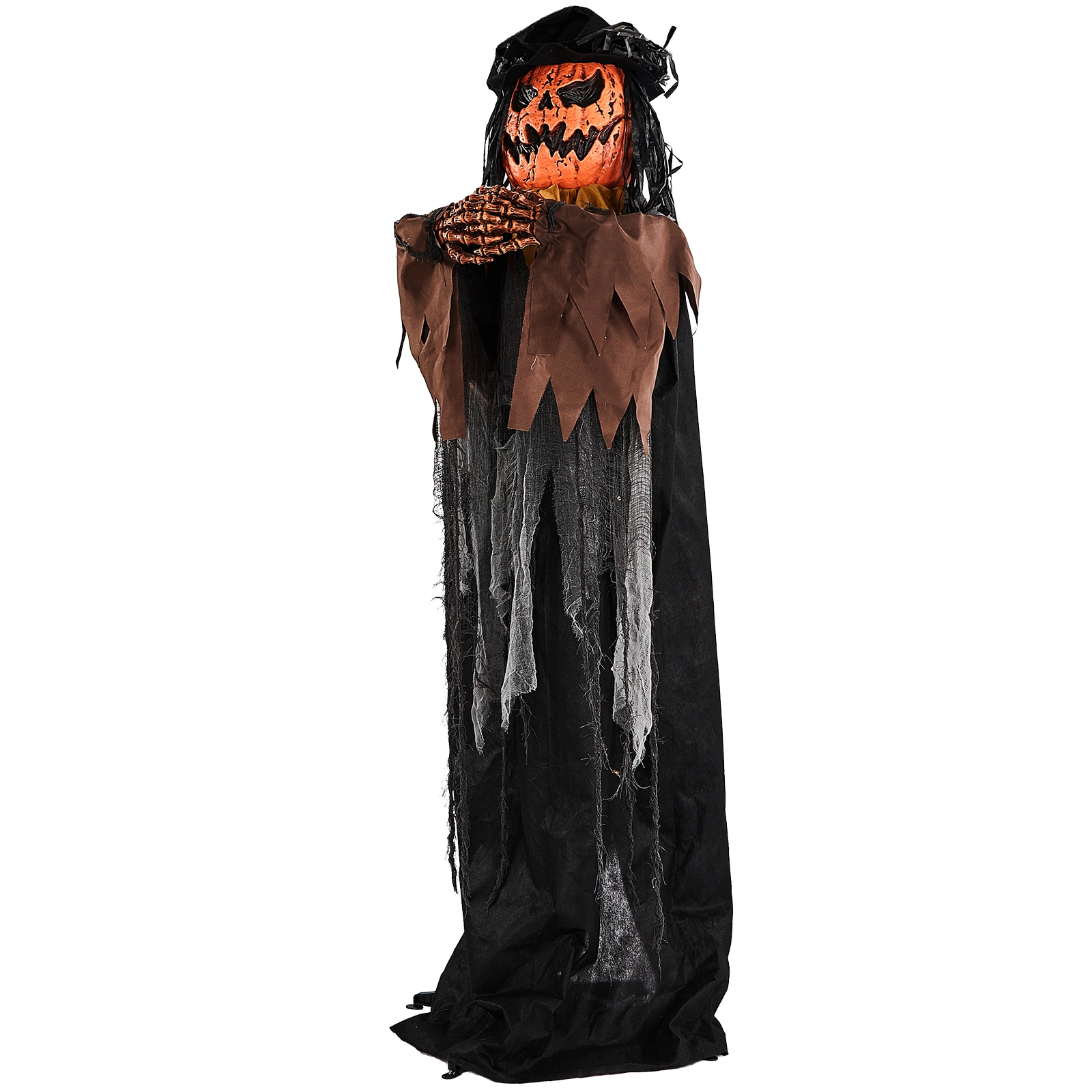 6ft Skull-Headed Pumpkin Man with Orange Eyes, Bullet-Shaped Head, Ghostly Scream, Voice-Activated, Battery-Powered (Batteries Not Included), Halloween Standing Decoration view 10