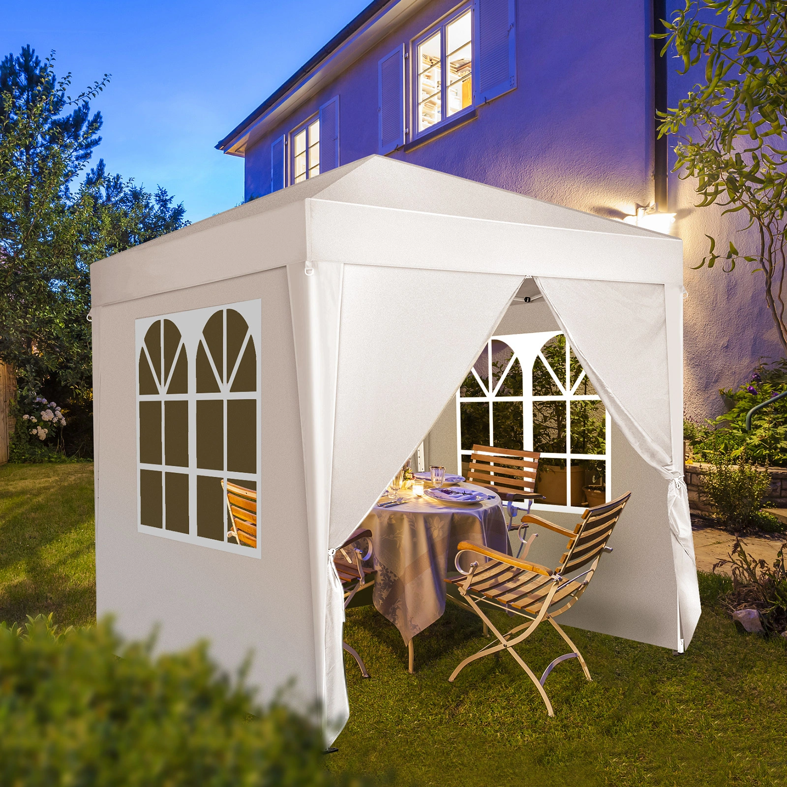 6.5x6.5ft Pop Up Canopy Tent, Outdoor Tent Canopy Foldable Portable Canopies for Camping, Patio, Easy Up Gazebo Canopy with Carry Bag, White view 13