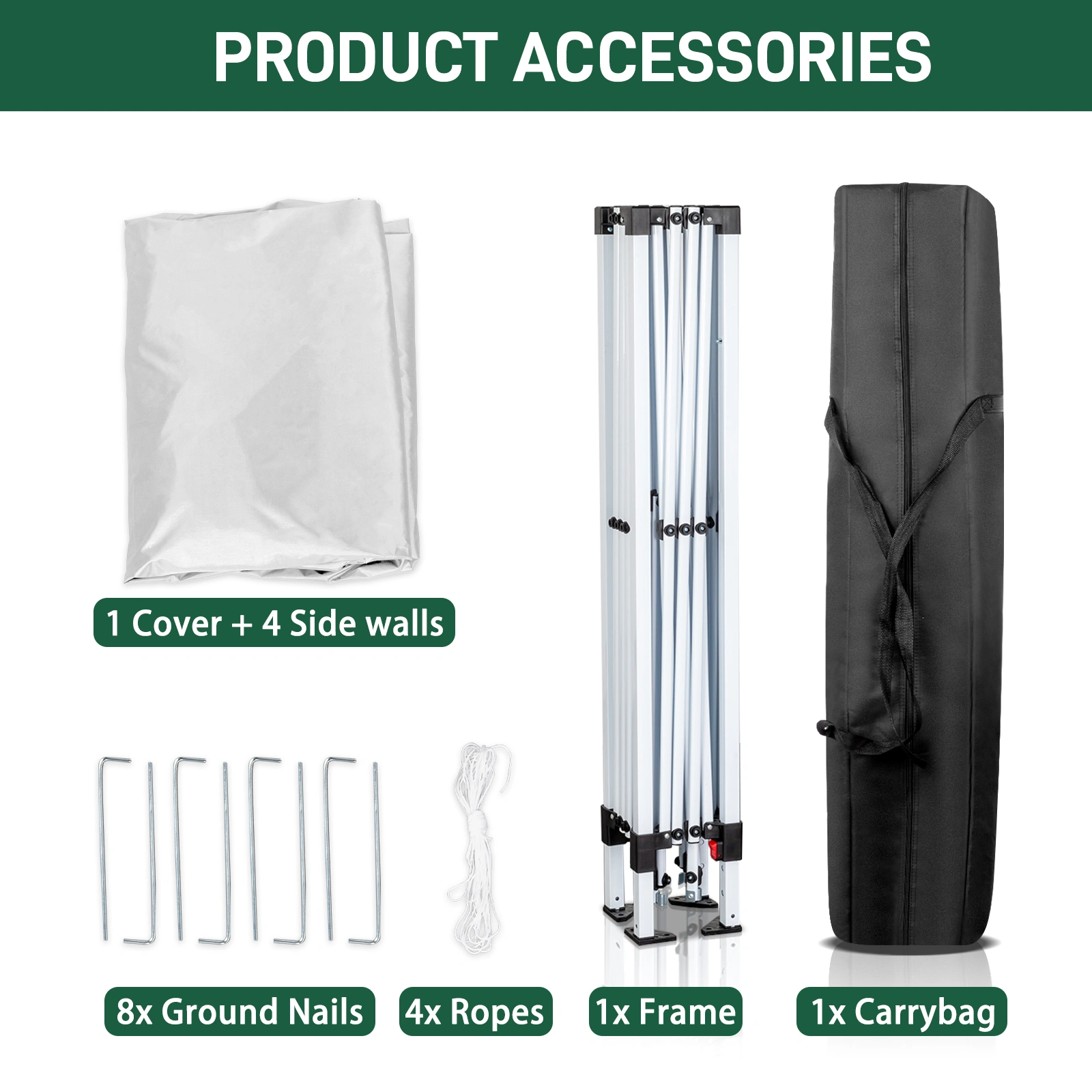 6.5x6.5ft Pop Up Canopy Tent, Outdoor Tent Canopy Foldable Portable Canopies for Camping, Patio, Easy Up Gazebo Canopy with Carry Bag, White view 22