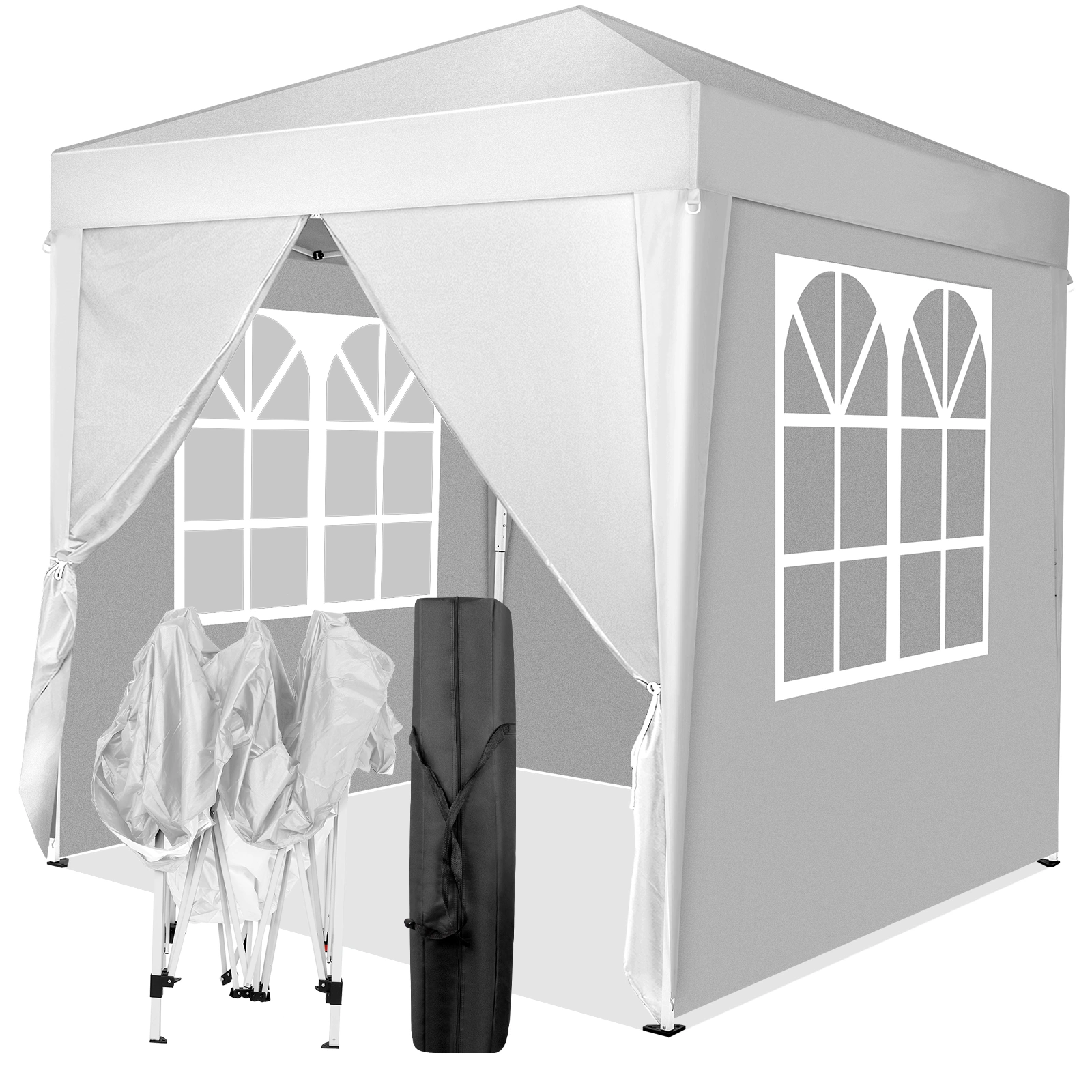 6.5x6.5ft Pop Up Canopy Tent, Outdoor Tent Canopy Foldable Portable Canopies for Camping, Patio, Easy Up Gazebo Canopy with Carry Bag, White view 23