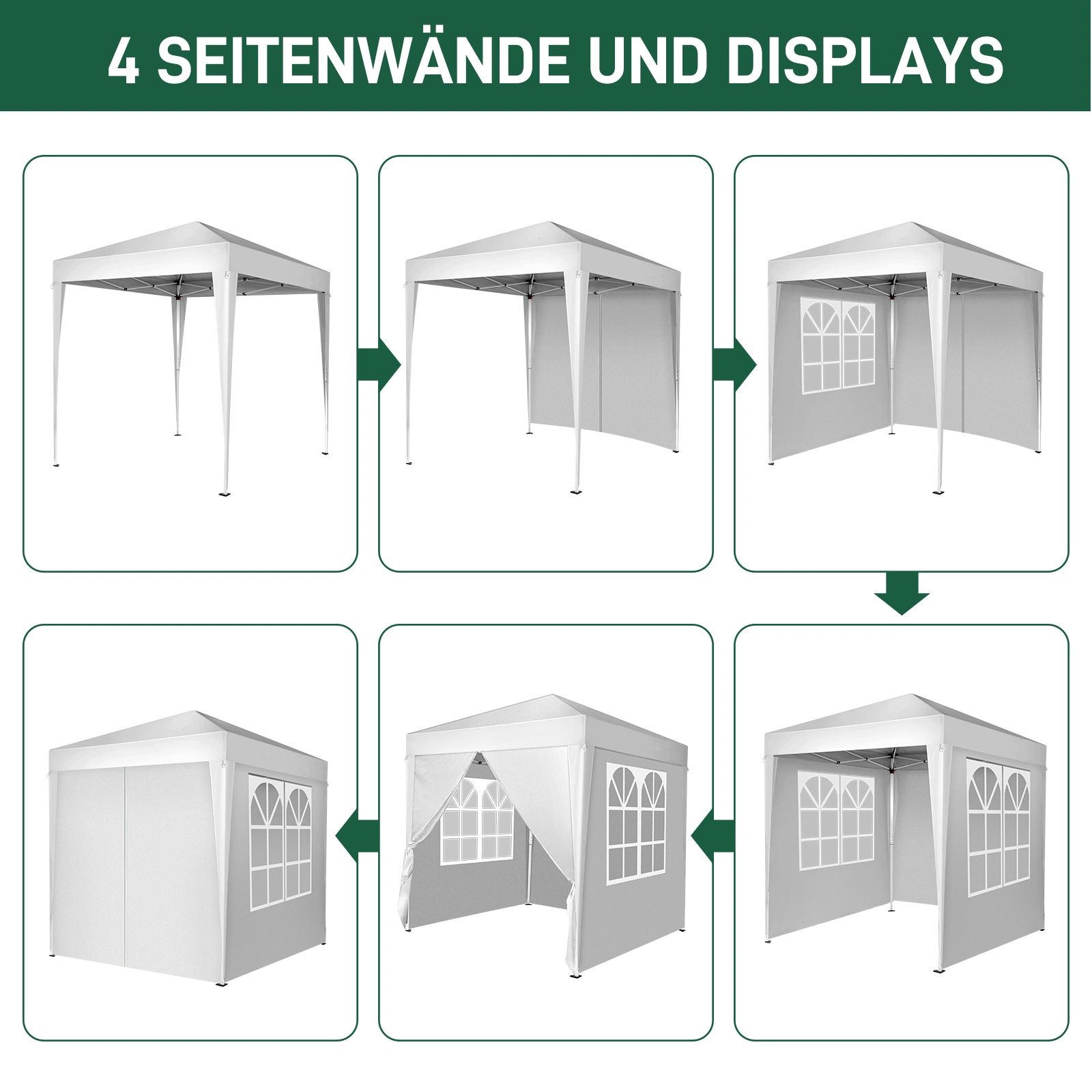 6.5x6.5ft Pop Up Canopy Tent, Outdoor Tent Canopy Foldable Portable Canopies for Camping, Patio, Easy Up Gazebo Canopy with Carry Bag, White view 3