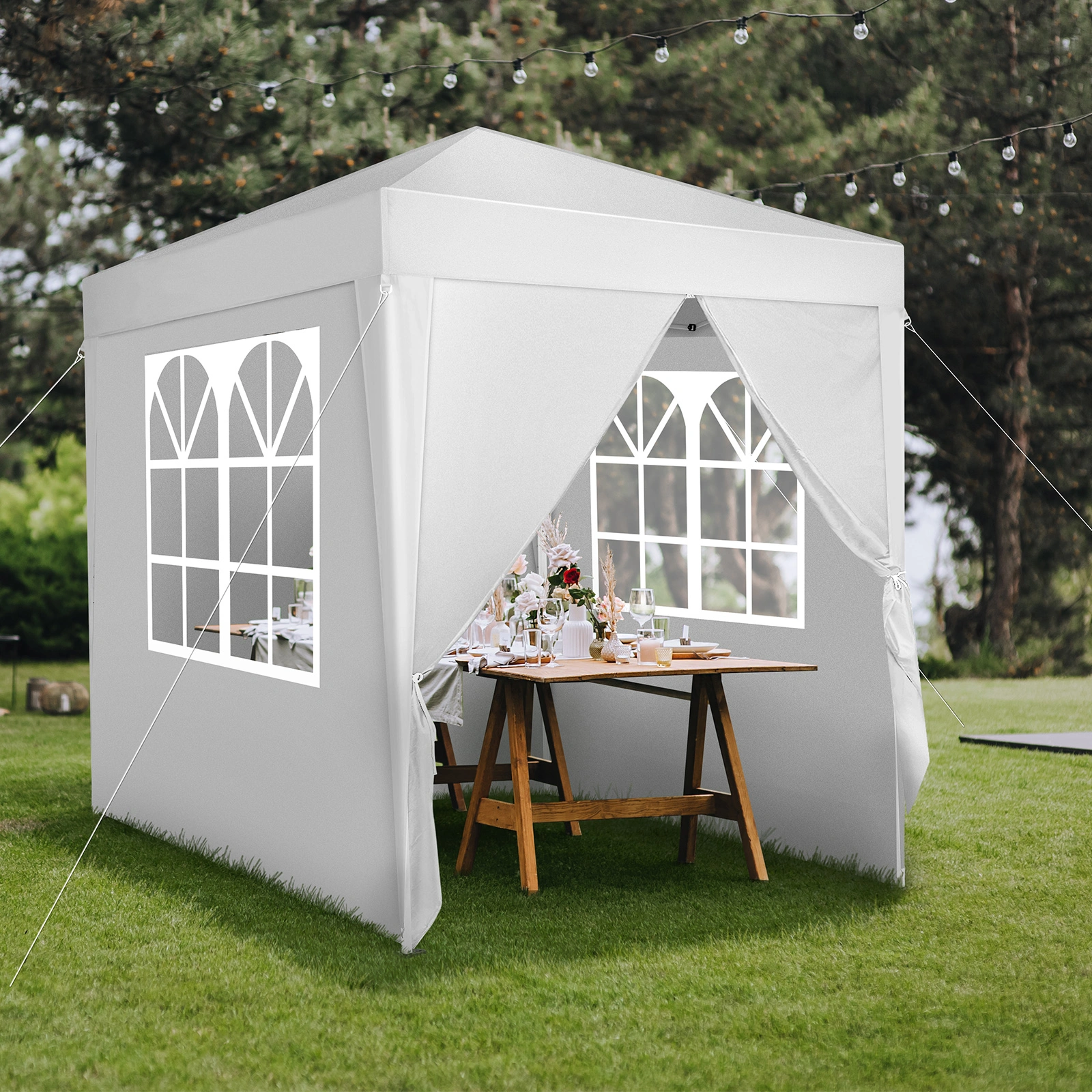 6.5x6.5ft Pop Up Canopy Tent, Outdoor Tent Canopy Foldable Portable Canopies for Camping, Patio, Easy Up Gazebo Canopy with Carry Bag, White view 7