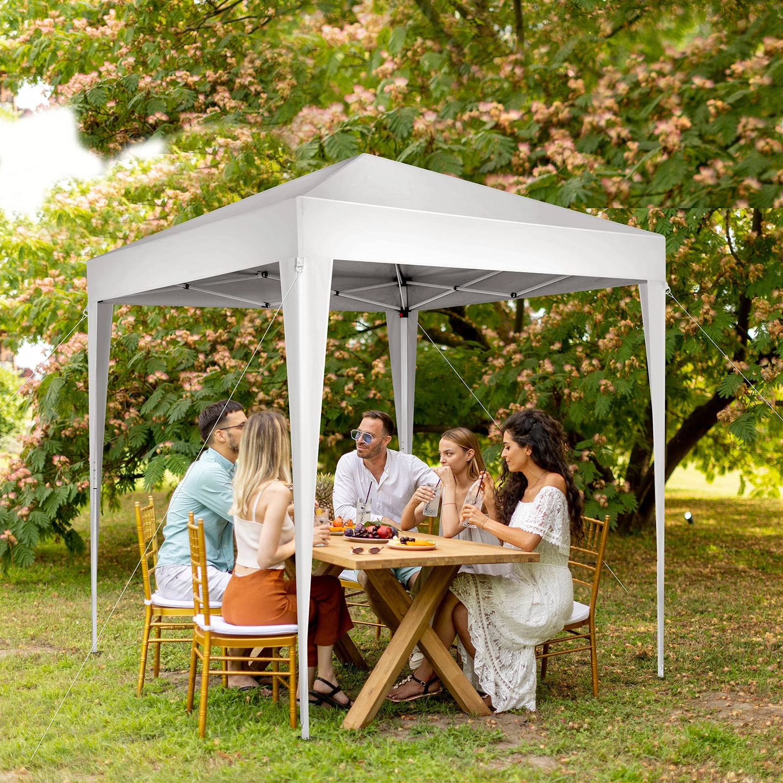 6.5x6.5ft Pop Up Canopy Tent, Outdoor Tent Canopy Foldable Portable Canopies for Camping, Patio, Easy Up Gazebo Canopy with Carry Bag, White view 9