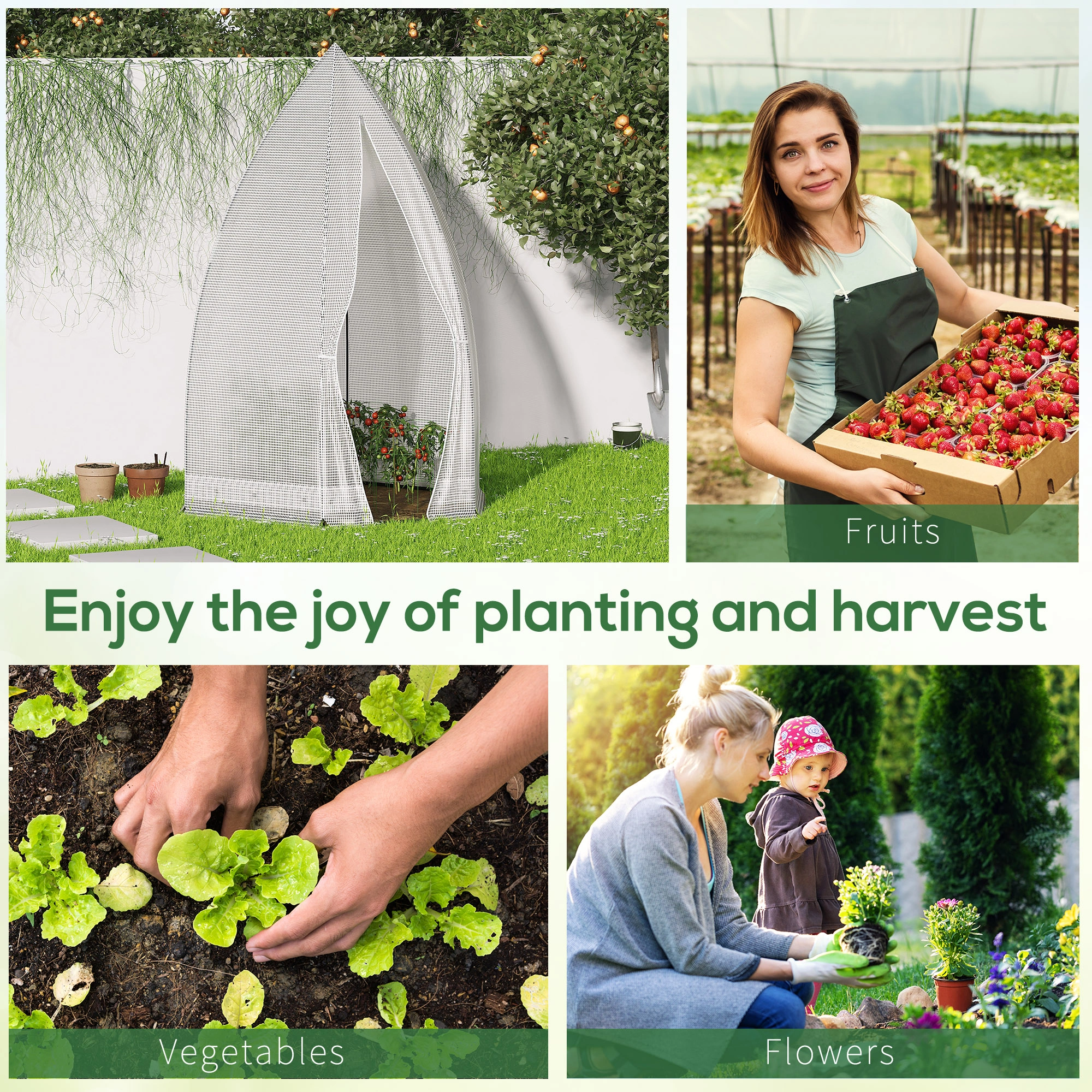 Mini Greenhouse Tunnel - Compact Polyethylene Row Cover Garden Plant Protector