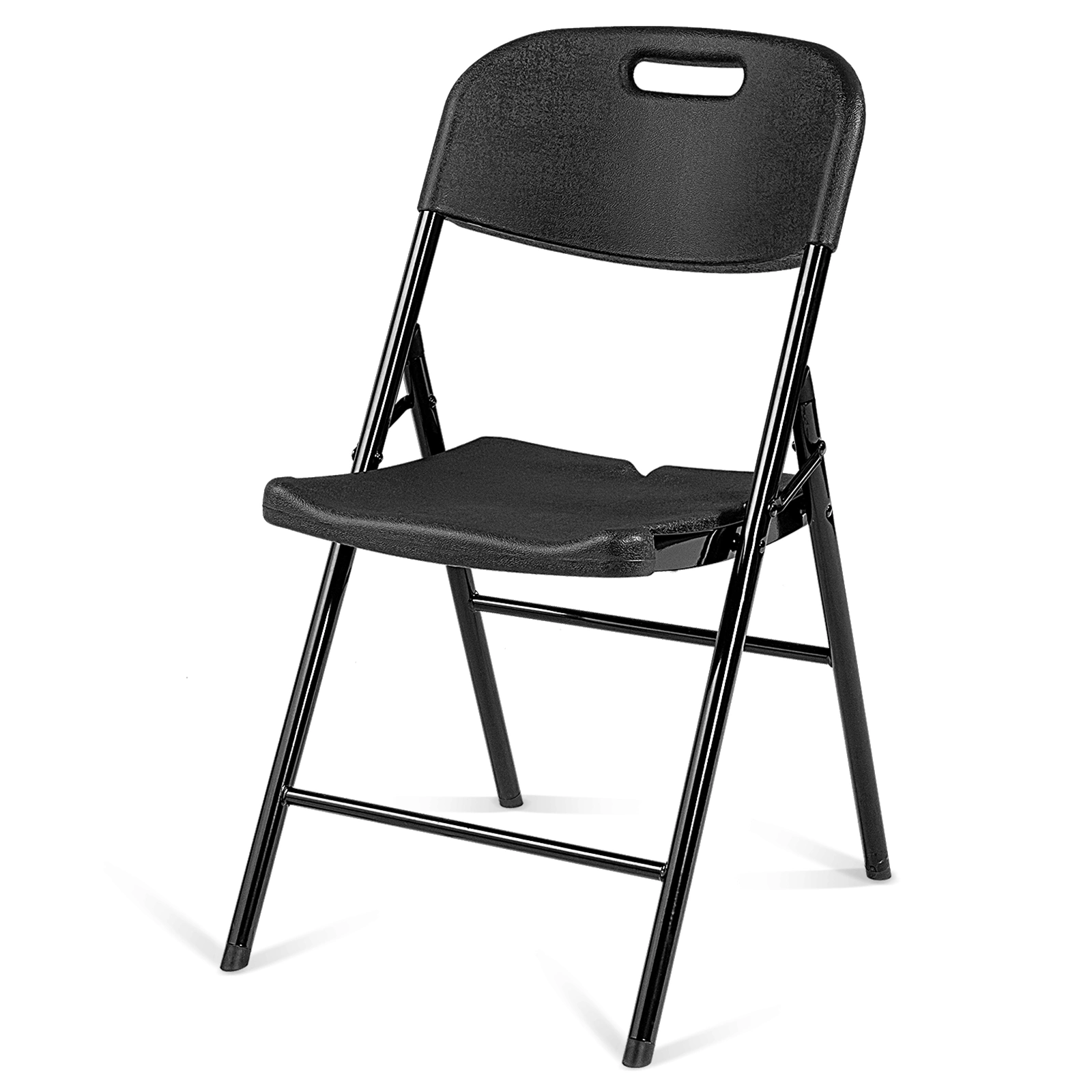 4 Pack Plastic Folding Chairs, 440 lb Capacity Commercial Grade Portable Chairs for Events Office Wedding Party Picnic Dining, Black