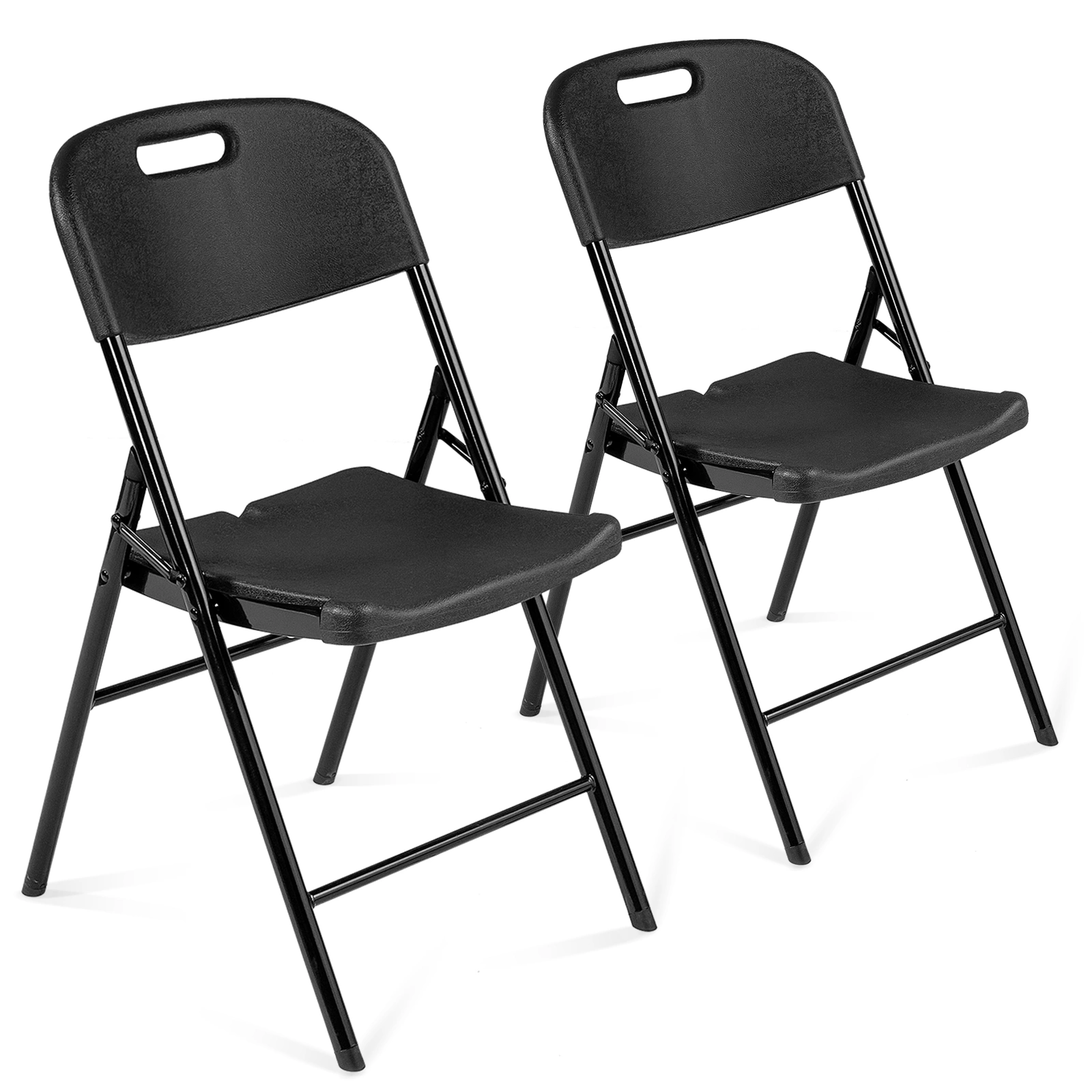 4 Pack Plastic Folding Chairs, 440 lb Capacity Commercial Grade Portable Chairs for Events Office Wedding Party Picnic Dining, Black view 12