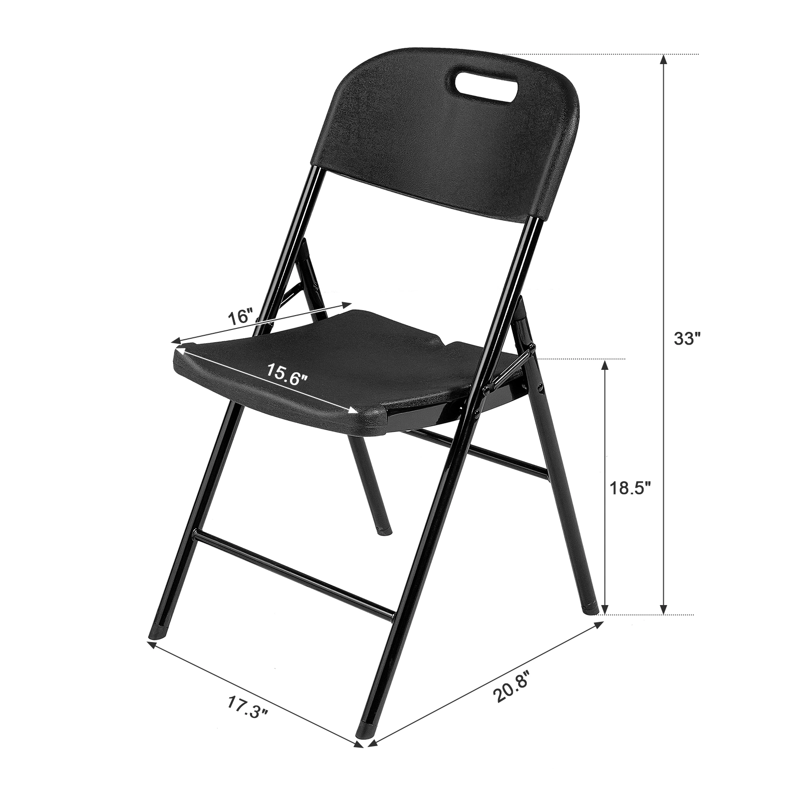 4 Pack Plastic Folding Chairs, 440 lb Capacity Commercial Grade Portable Chairs for Events Office Wedding Party Picnic Dining, Black view 14