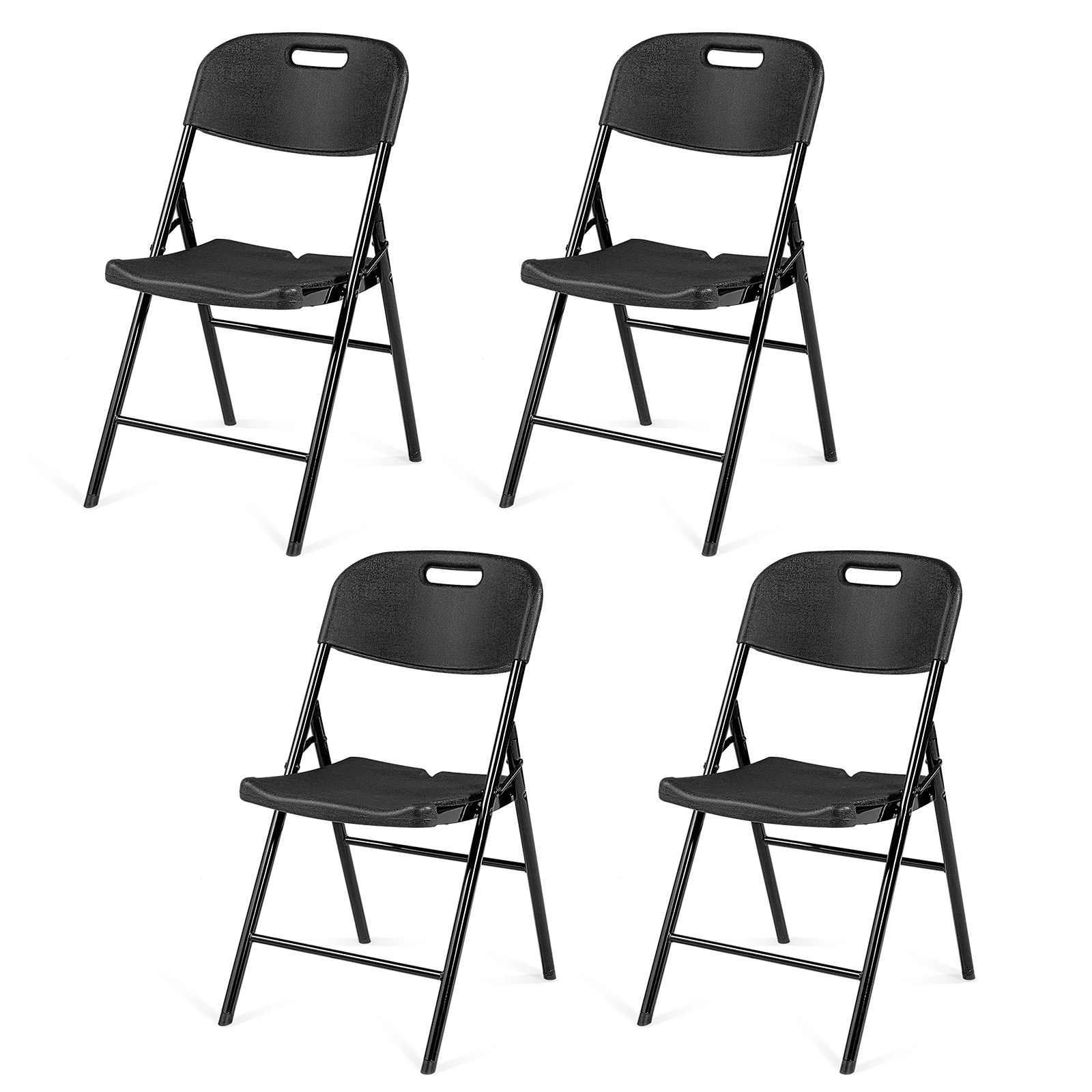 4 Pack Plastic Folding Chairs, 440 lb Capacity Commercial Grade Portable Chairs for Events Office Wedding Party Picnic Dining, Black view 15