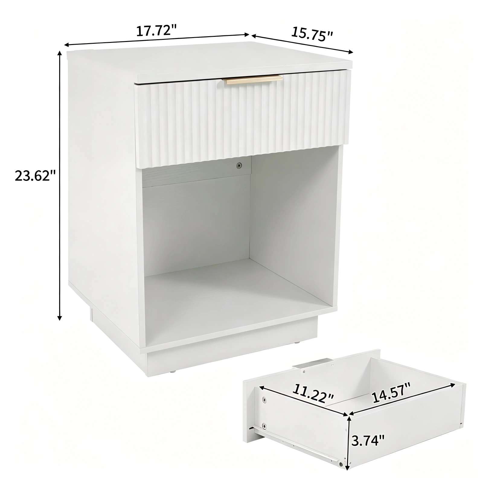 NightStand with One Drawer&Shelf White view 13