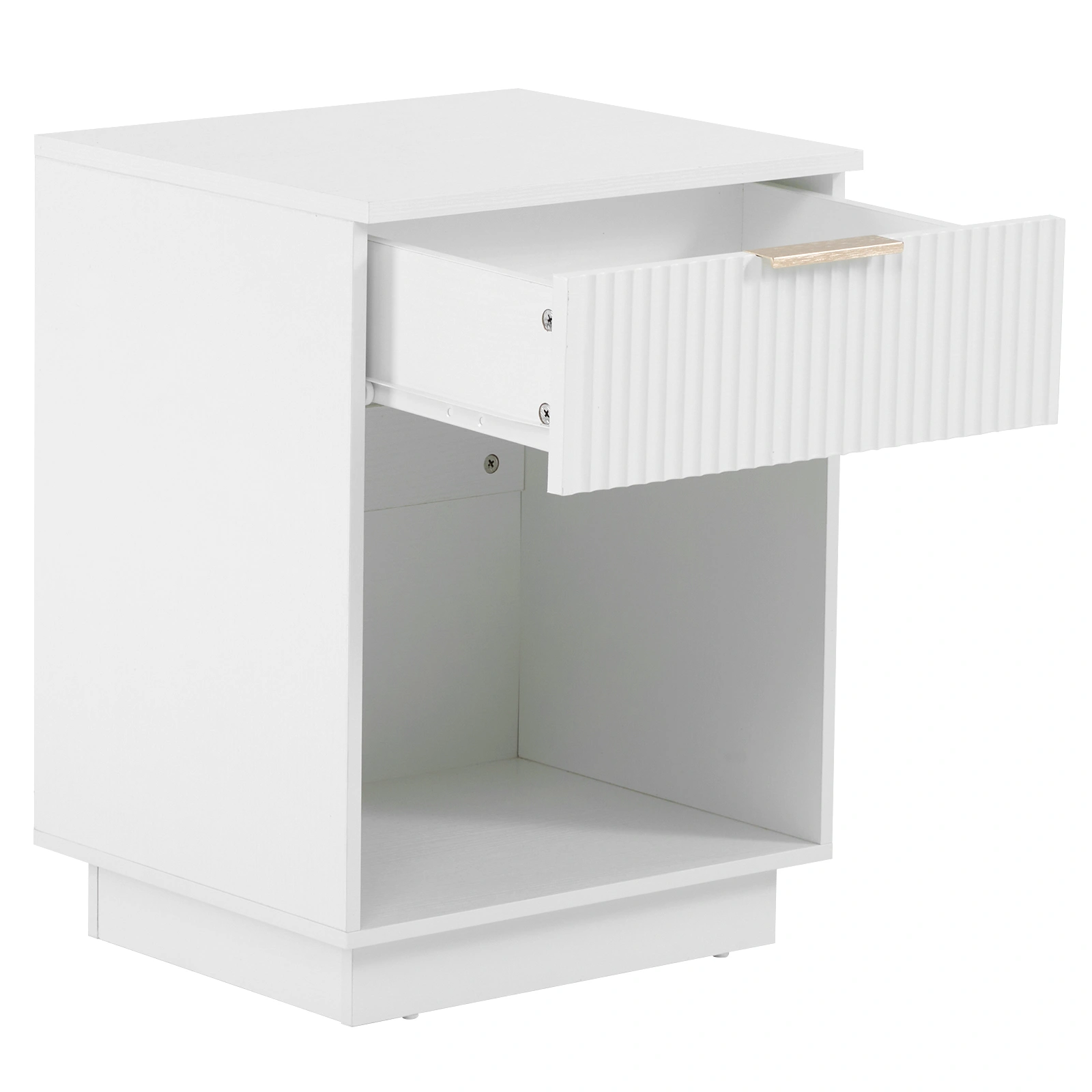 NightStand with One Drawer&Shelf White view 3