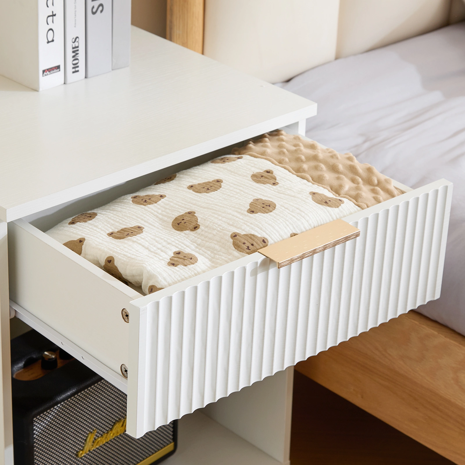 NightStand with One Drawer&Shelf White view 7