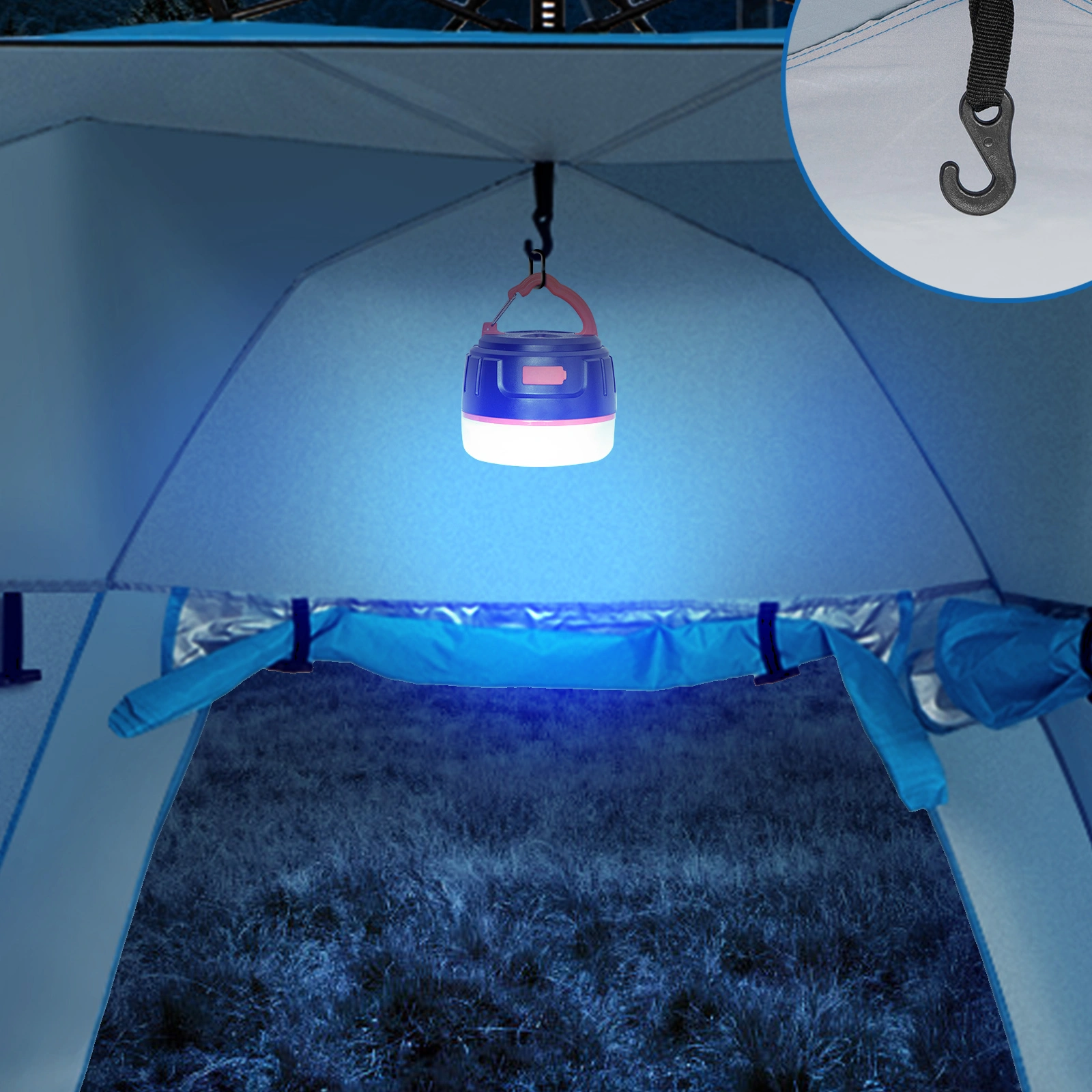 Fiberglass Pole Oxford Cloth Quick-Open Free Ride Beach Tent Blue view 20
