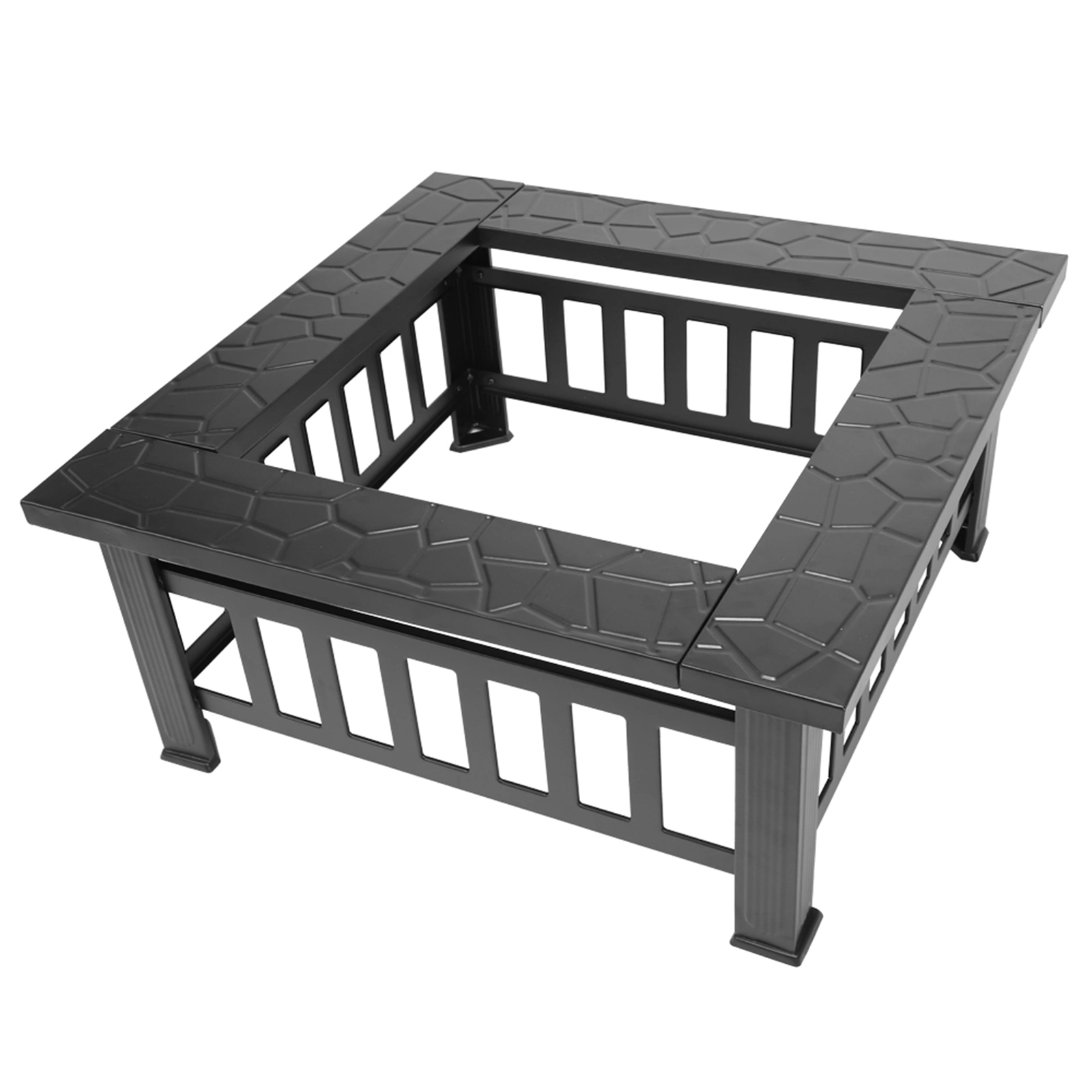 Portable Courtyard Metal Fire Pit with Accessories Black view 15