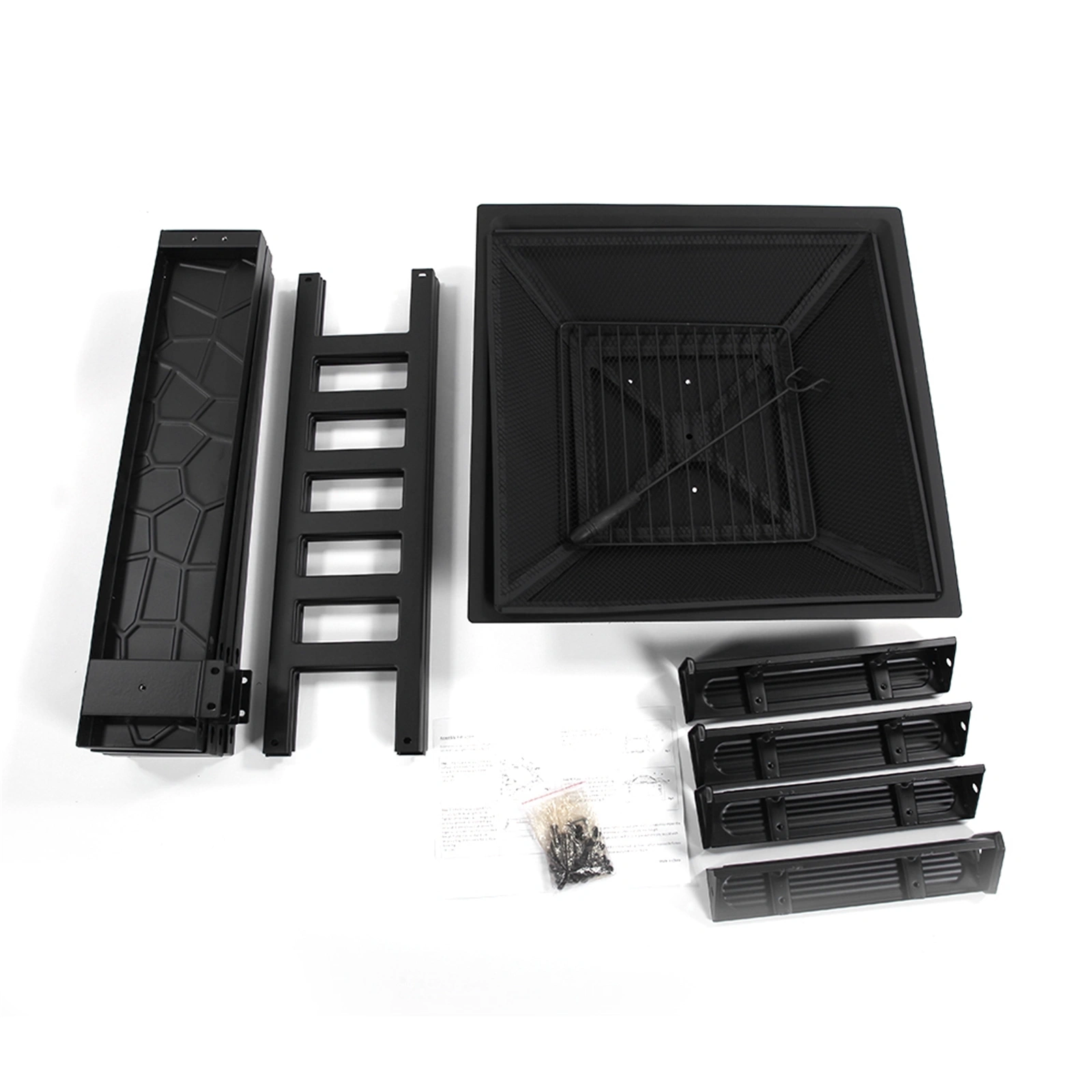 Portable Courtyard Metal Fire Pit with Accessories Black view 21