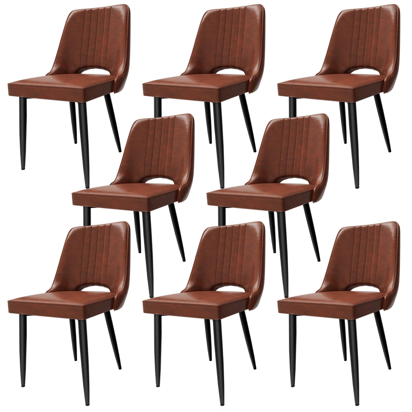 8er Set Esszimmerstühle Kunstleder, Hohe Rückenlehne Gepolsterte Stühle, Moderne Küchenstühle Metallfüßen, Esstisch Stühle für Wohnzimmer Küche Dining Room Chairs
