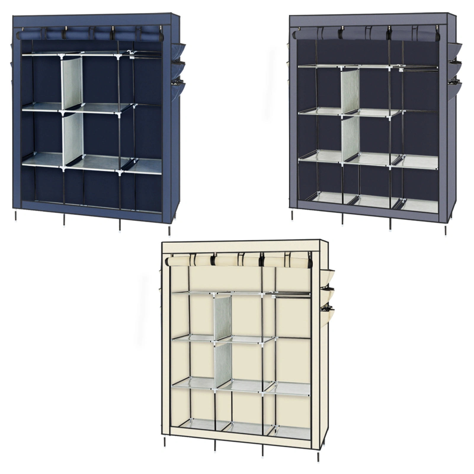 69" High-leg Non-woven Fabric Assembled Cloth Wardrobe Gray view 19