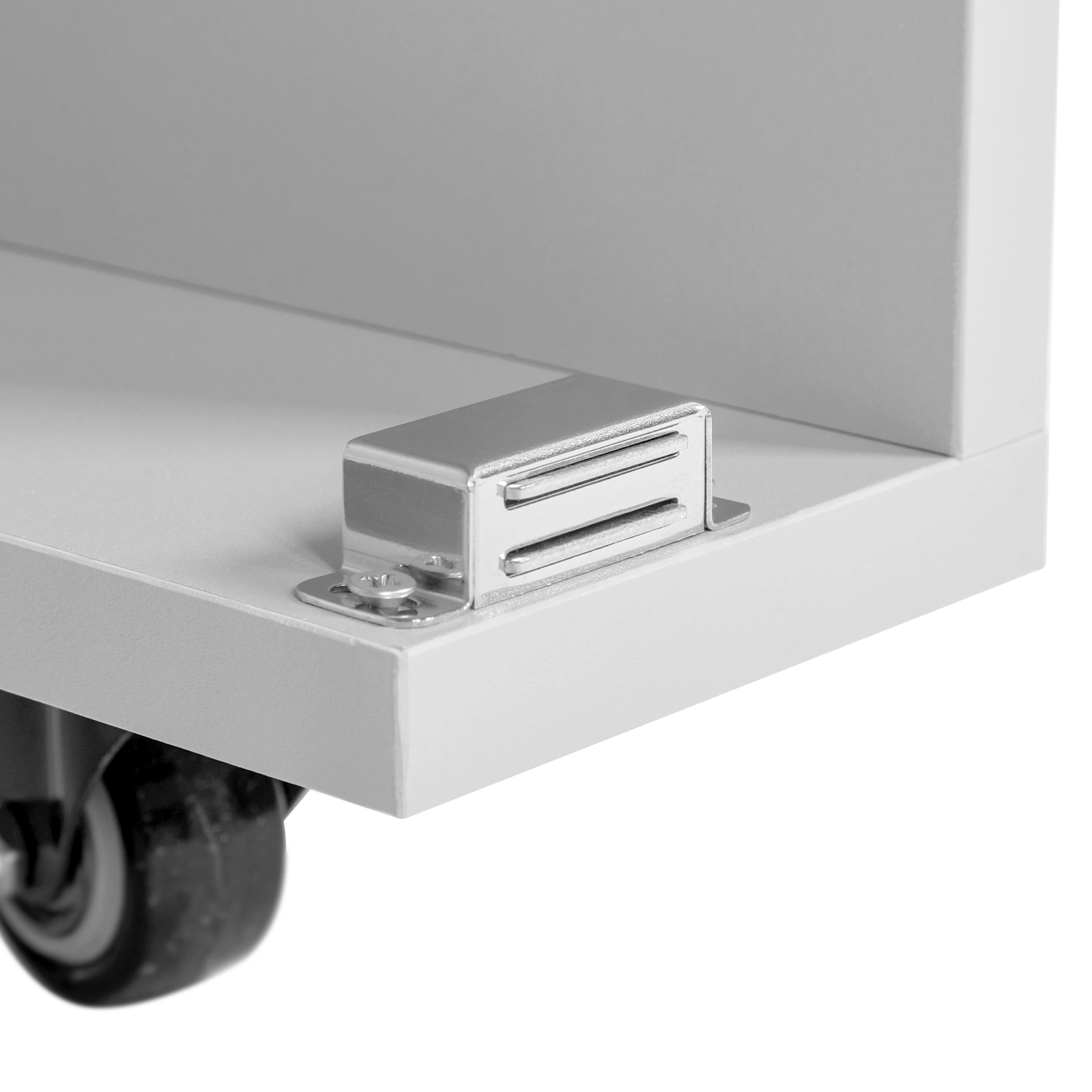 White MDF Folding Nail Desk with 2 Drawers, Cabinet Door & Storage Shelf view 11