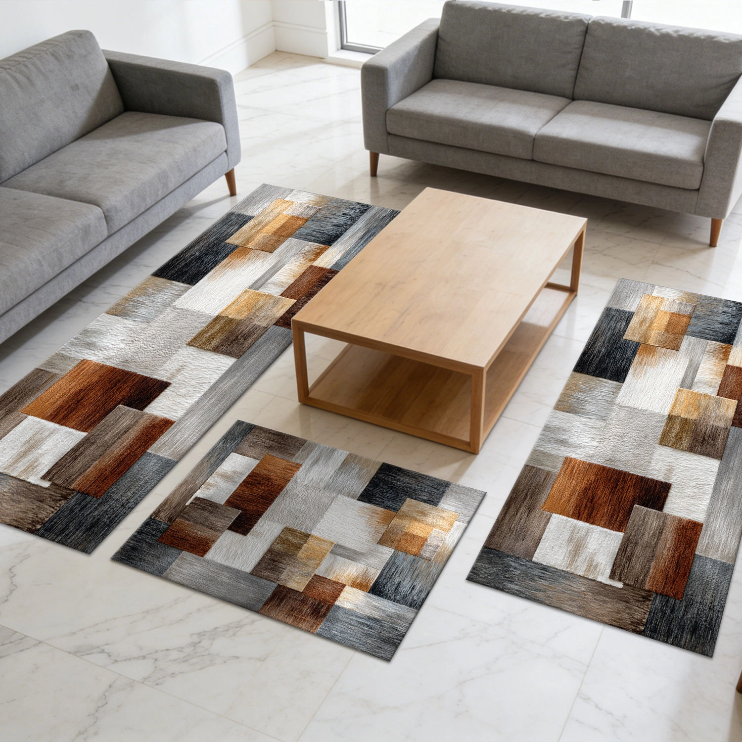 Three-piece kitchen rug set, non-slip and washable, abstract pattern kitchen hallway rug, soft and comfortable, suitable for sinks, floors, entrances, hallways and bathrooms. view 12