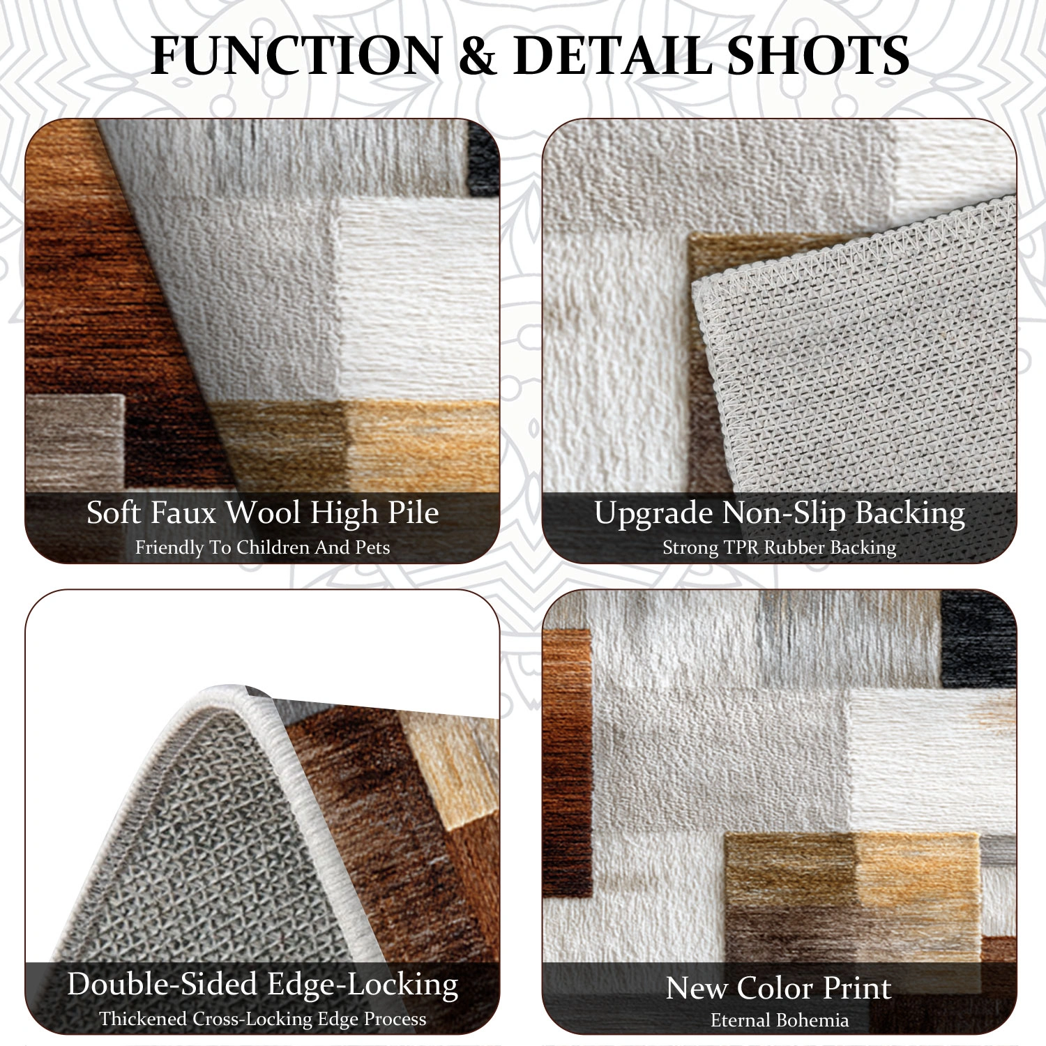Three-piece kitchen rug set, non-slip and washable, abstract pattern kitchen hallway rug, soft and comfortable, suitable for sinks, floors, entrances, hallways and bathrooms. view 6