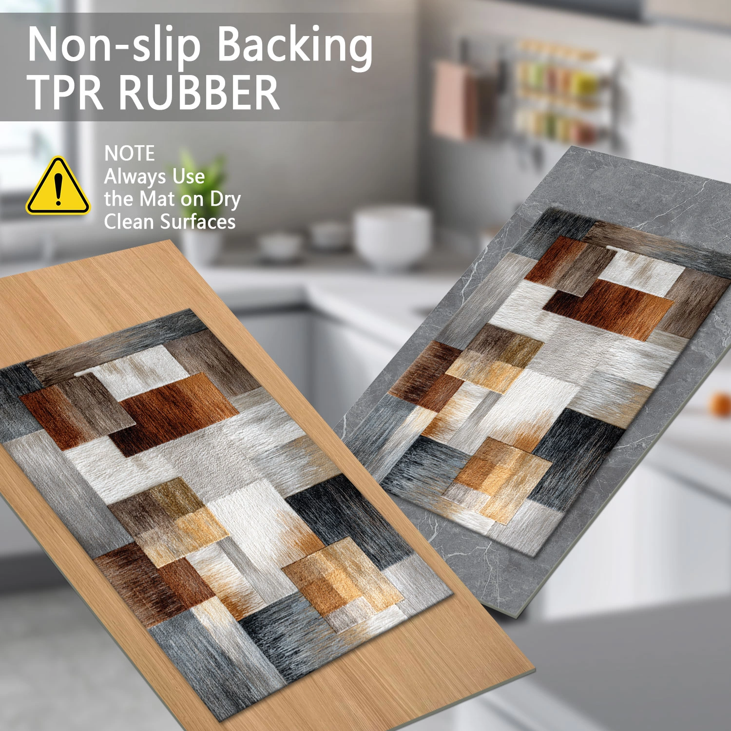 Three-piece kitchen rug set, non-slip and washable, abstract pattern kitchen hallway rug, soft and comfortable, suitable for sinks, floors, entrances, hallways and bathrooms. view 9