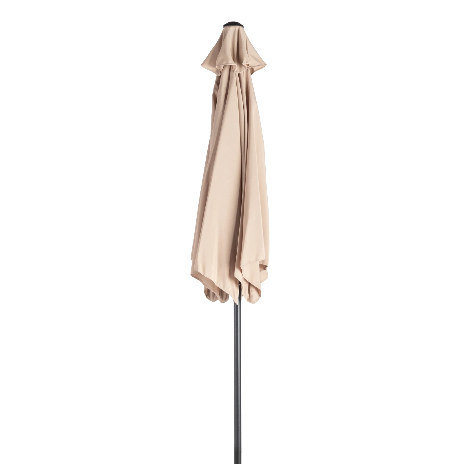 9ft Patio Umbrella, Outdoor Market Umbrella with Push Button Tilt, Crank Handle, 6 Sturdy Iron Ribs, UPF 50+ Waterproof Solution-Dyed Polyester Canopy, for Garden, Deck, Backyard, Poolside, Beige view 2