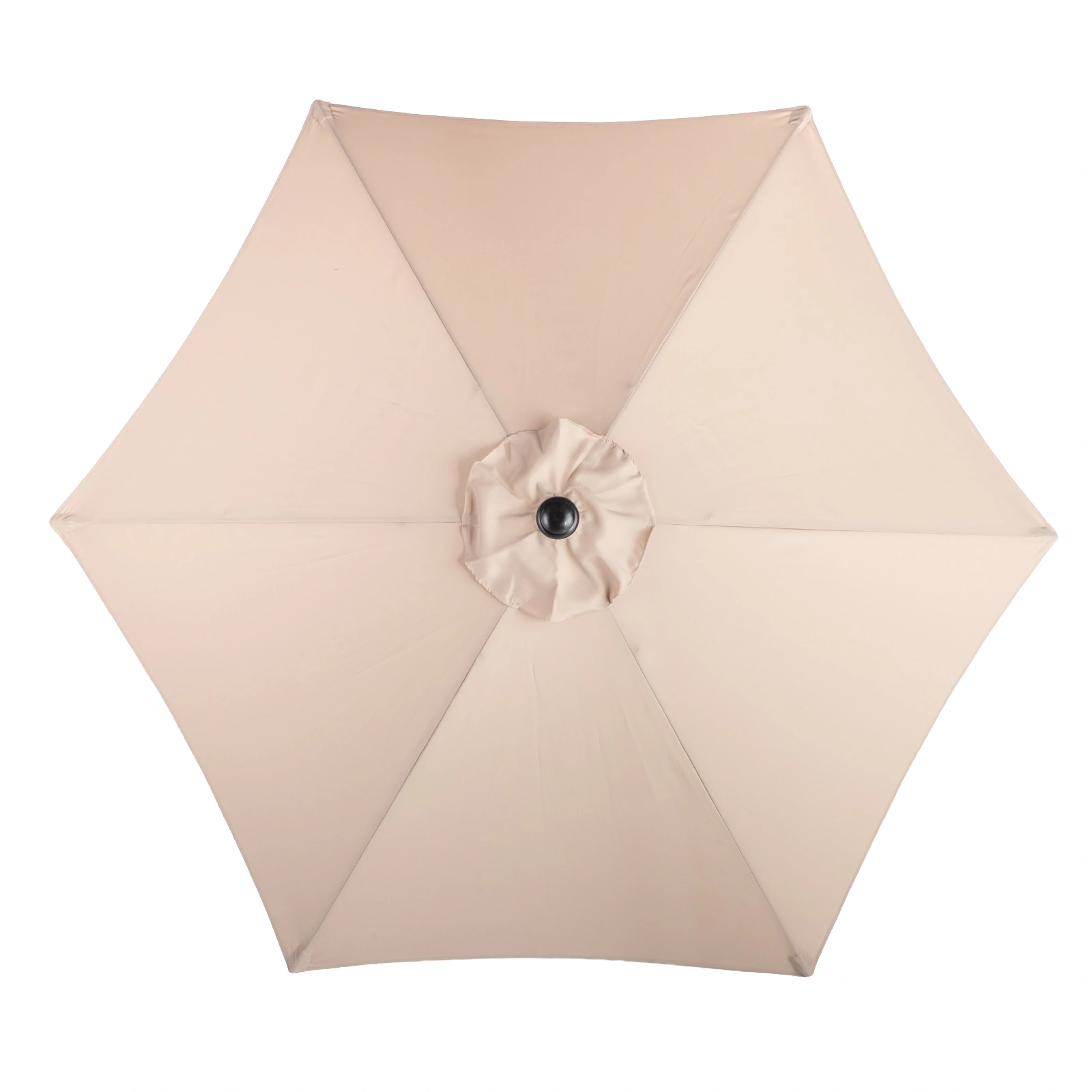 9ft Patio Umbrella, Outdoor Market Umbrella with Push Button Tilt, Crank Handle, 6 Sturdy Iron Ribs, UPF 50+ Waterproof Solution-Dyed Polyester Canopy, for Garden, Deck, Backyard, Poolside, Beige view 3
