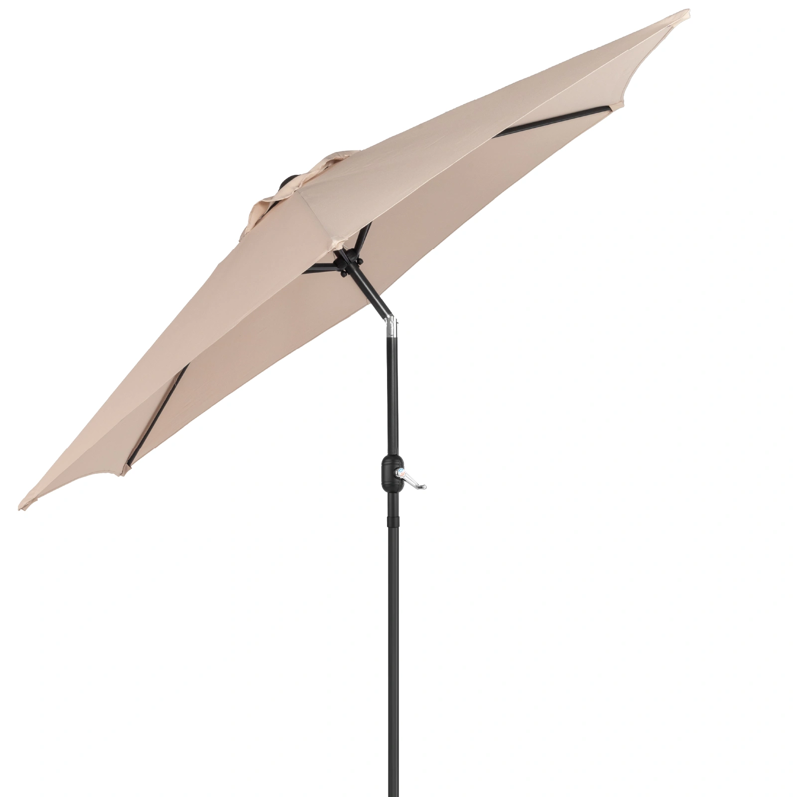 9ft Patio Umbrella, Outdoor Market Umbrella with Push Button Tilt, Crank Handle, 6 Sturdy Iron Ribs, UPF 50+ Waterproof Solution-Dyed Polyester Canopy, for Garden, Deck, Backyard, Poolside, Beige view 6