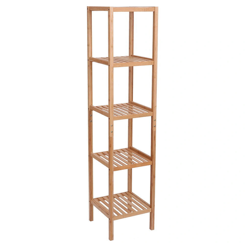 100% Bamboo Bathroom Shelf 5-Tier Multifunctional Storage Rack Shelving Unit 146*33*33cm Natural