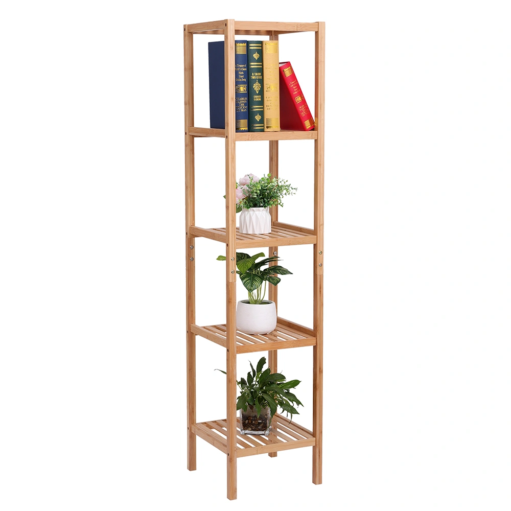 100% Bamboo Bathroom Shelf 5-Tier Multifunctional Storage Rack Shelving Unit 146*33*33cm Natural view 2
