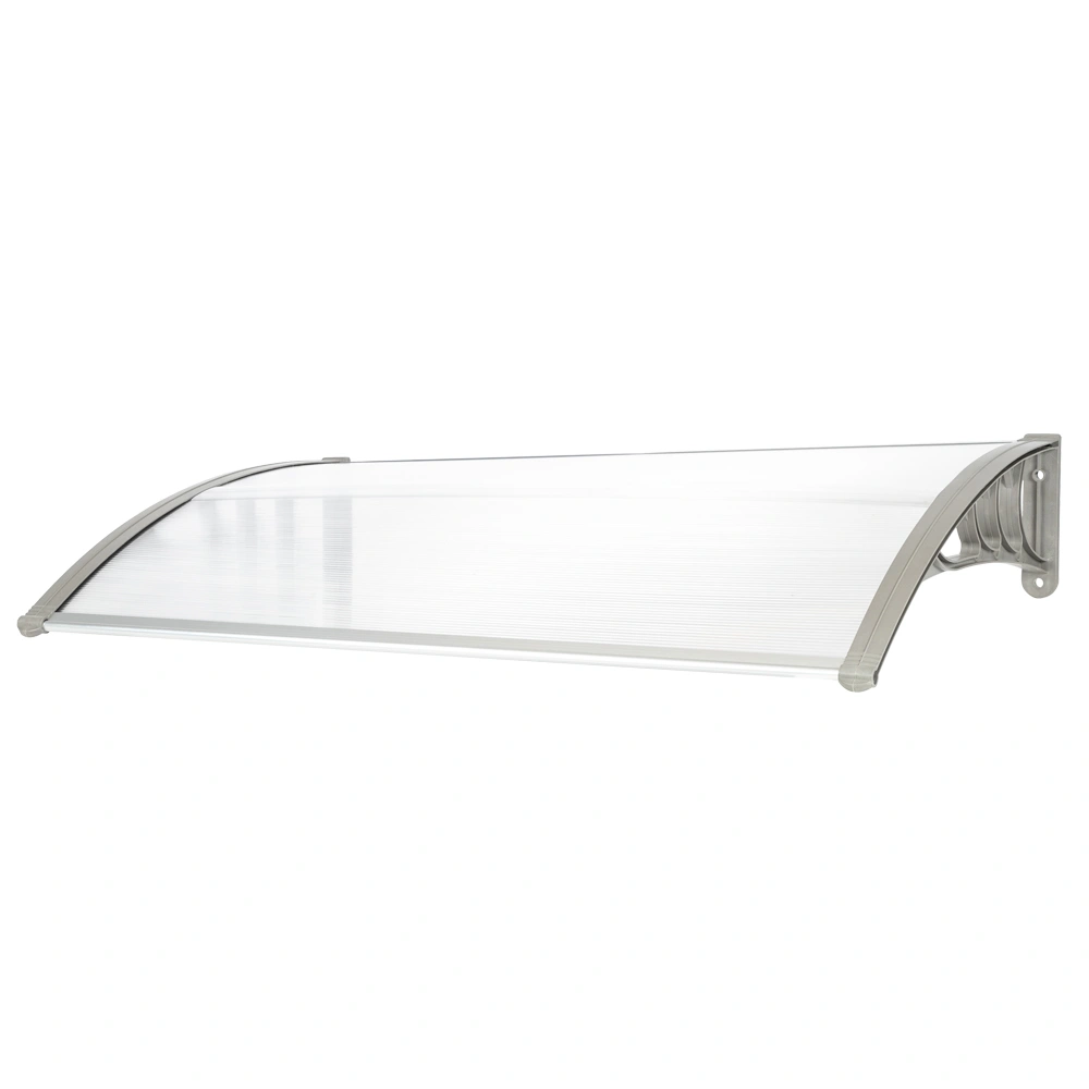 HT-120x80 Door Window Rain Eaves Canopy, Household Roof Cover Protector, White with Gray Bracket view 4