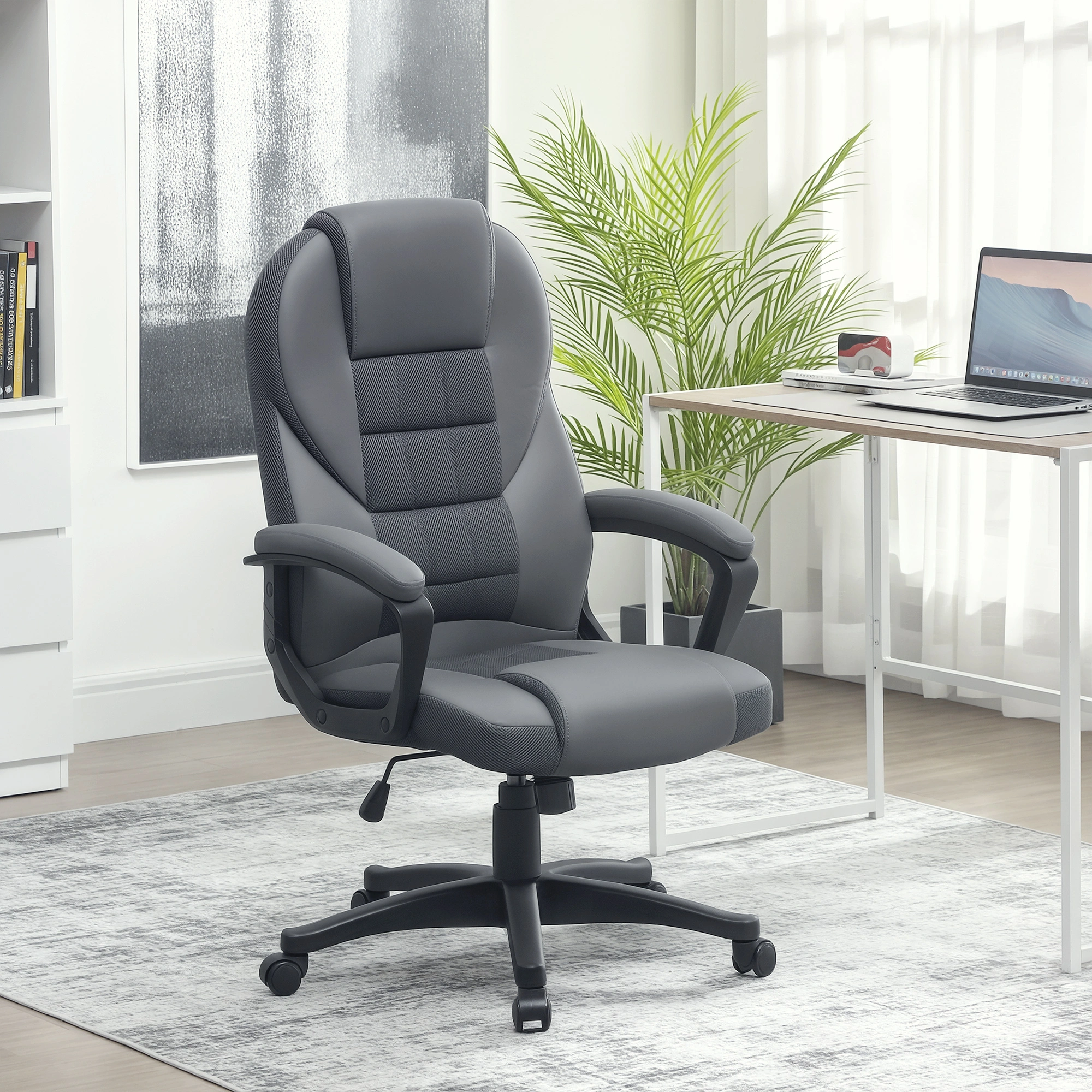 Ergonomic Massage Office Chair with Lumbar Support, Adjustable Height Swivel Chair for Home