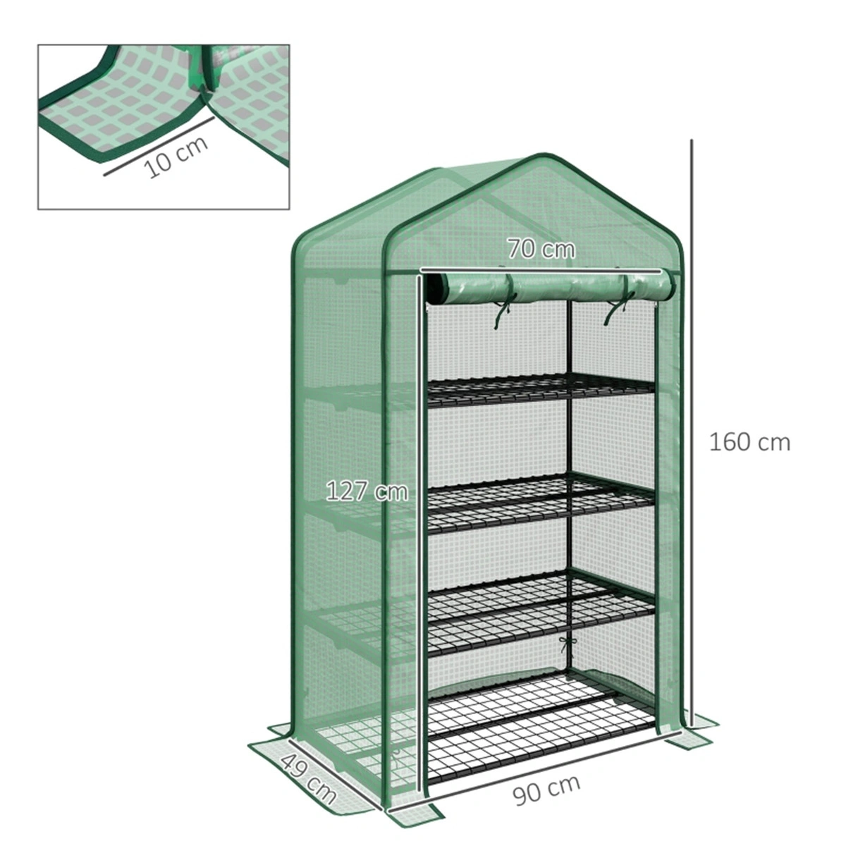 Mini Greenhouse for Indoors/Outdoors - Compact Polyethylene Plant Grow Tent with Zipper Door view 3