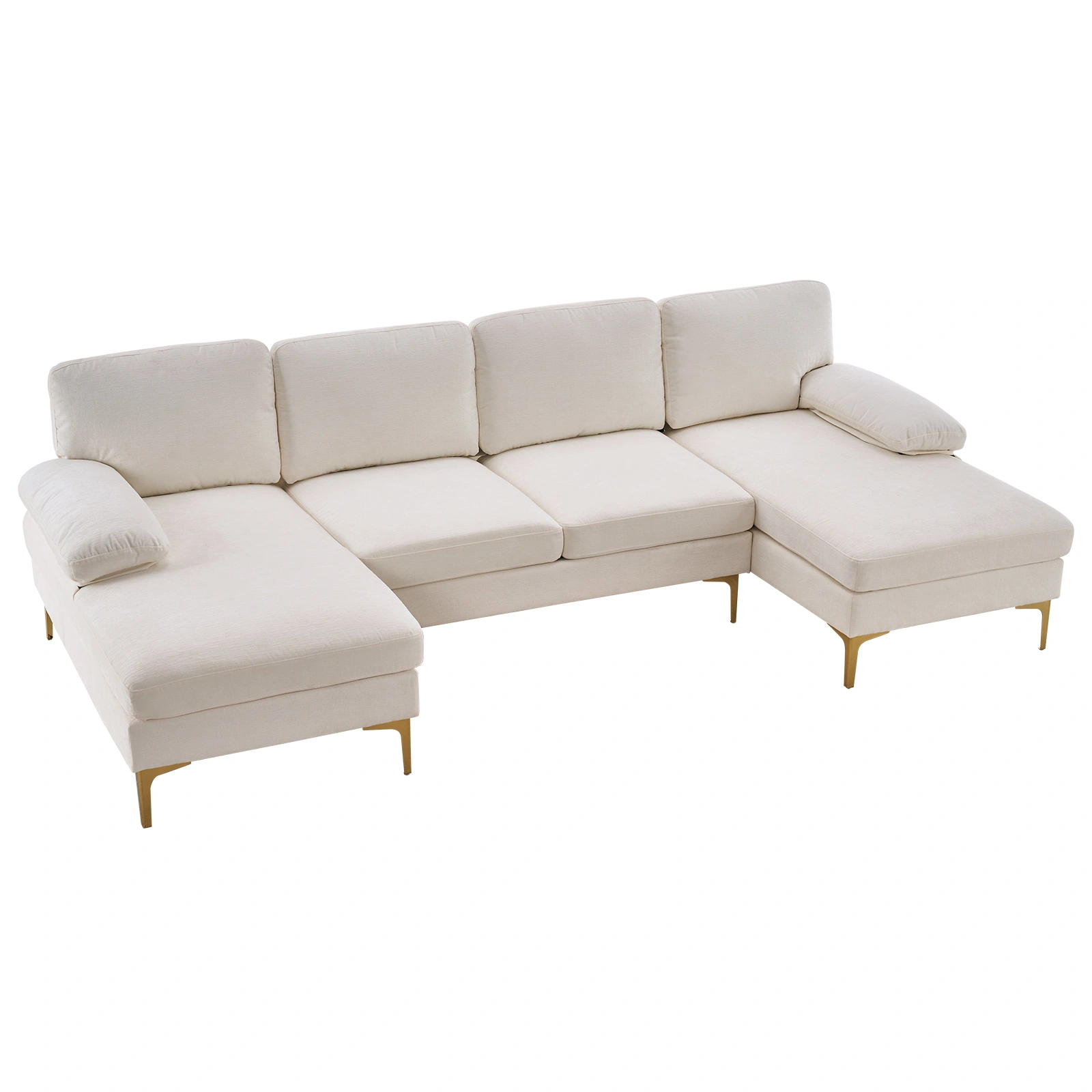 Modern U-Shaped 4-Seat Modular Sofa Creamy White
