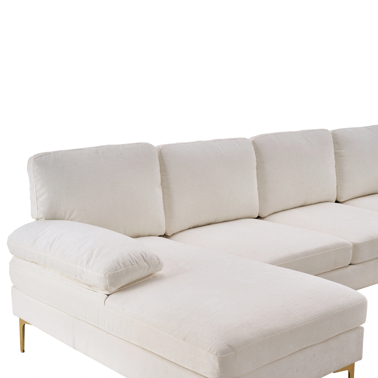 Modern U-Shaped 4-Seat Modular Sofa Creamy White view 10