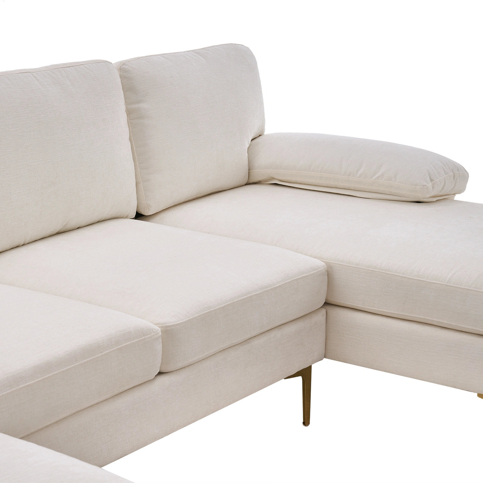 Modern U-Shaped 4-Seat Modular Sofa Creamy White view 11