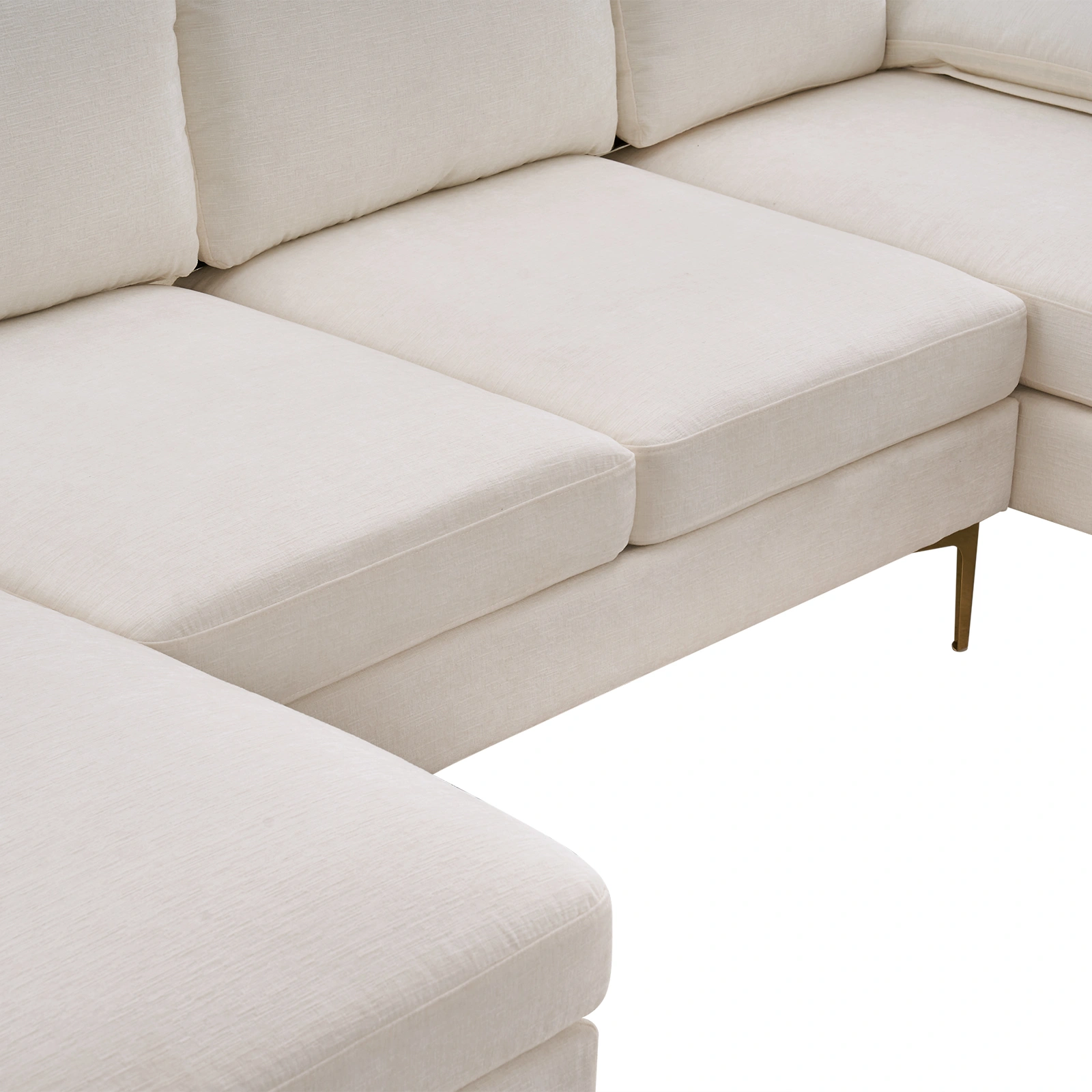 Modern U-Shaped 4-Seat Modular Sofa Creamy White view 13