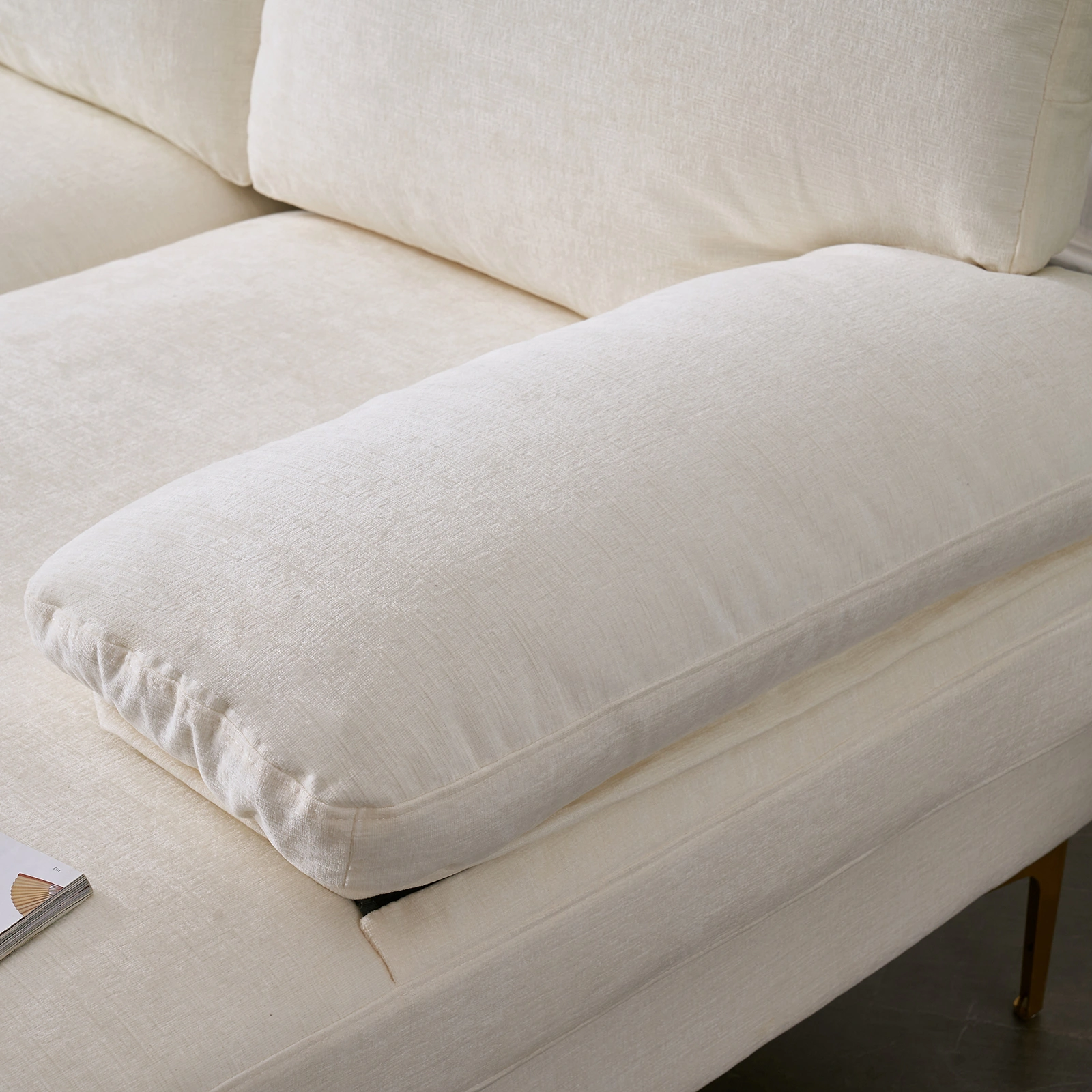 Modern U-Shaped 4-Seat Modular Sofa Creamy White view 15