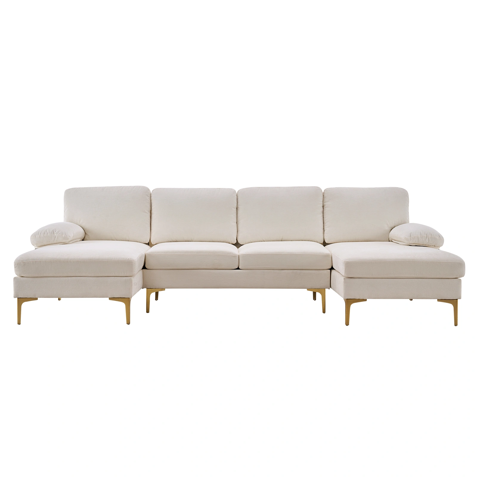 Modern U-Shaped 4-Seat Modular Sofa Creamy White view 2