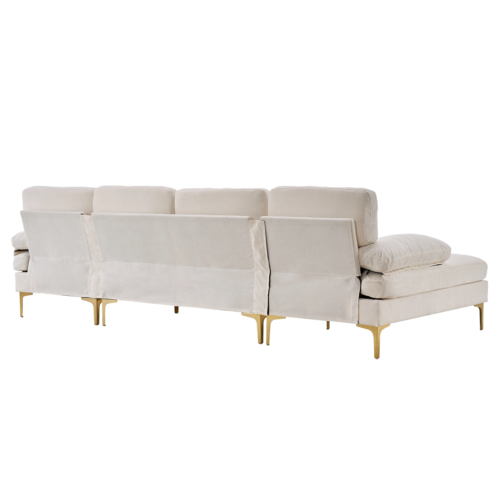 Modern U-Shaped 4-Seat Modular Sofa Creamy White view 3