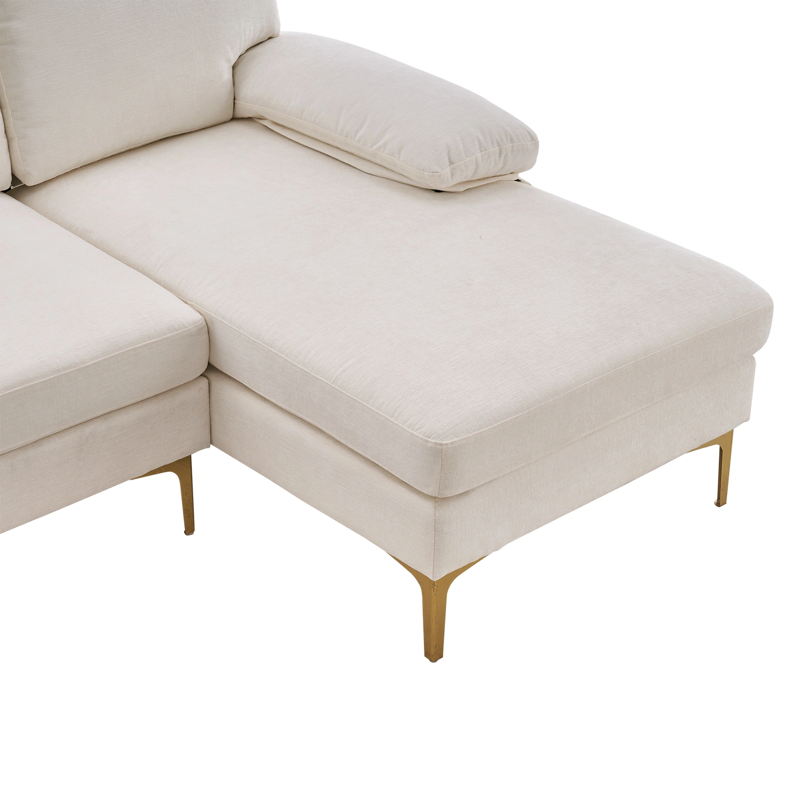 Modern U-Shaped 4-Seat Modular Sofa Creamy White view 9
