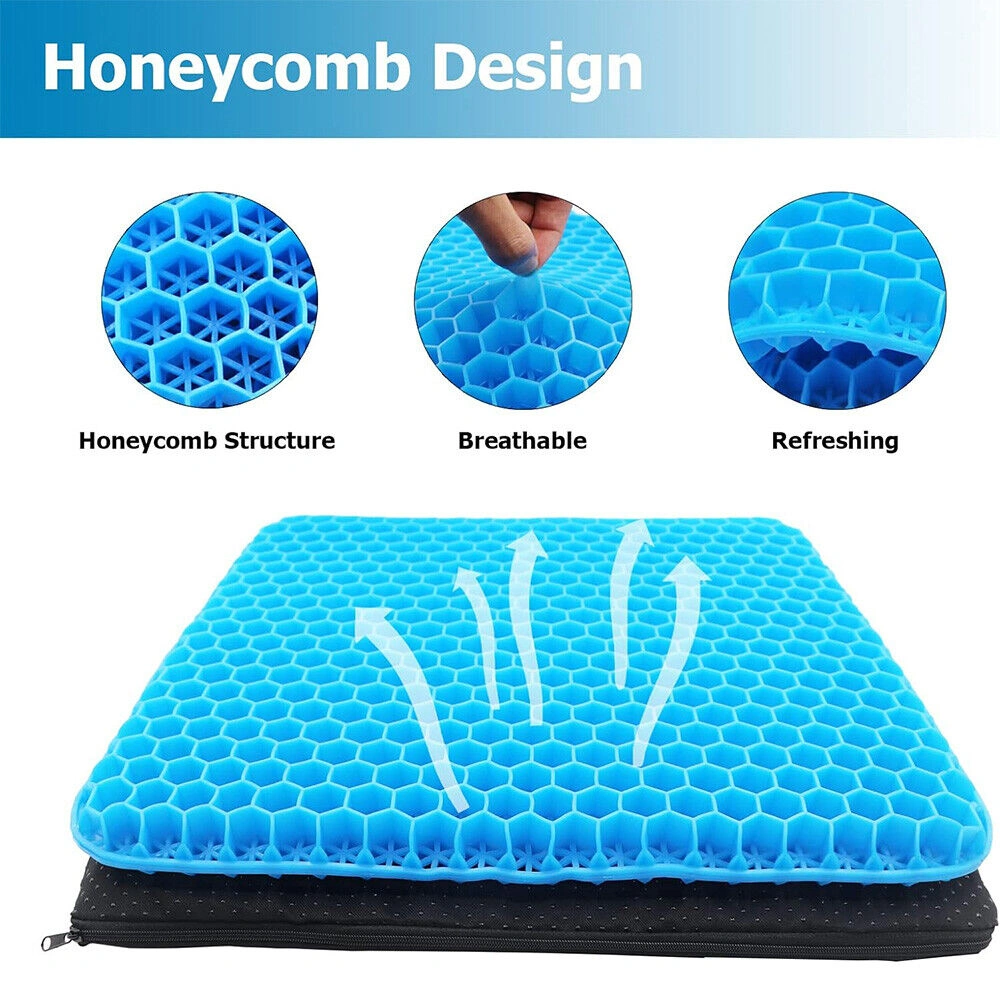 Gel Seat Cushion for Lower Back Pain - Pressure Relief Office Chair & Car Pad, Wheelchair Compatible