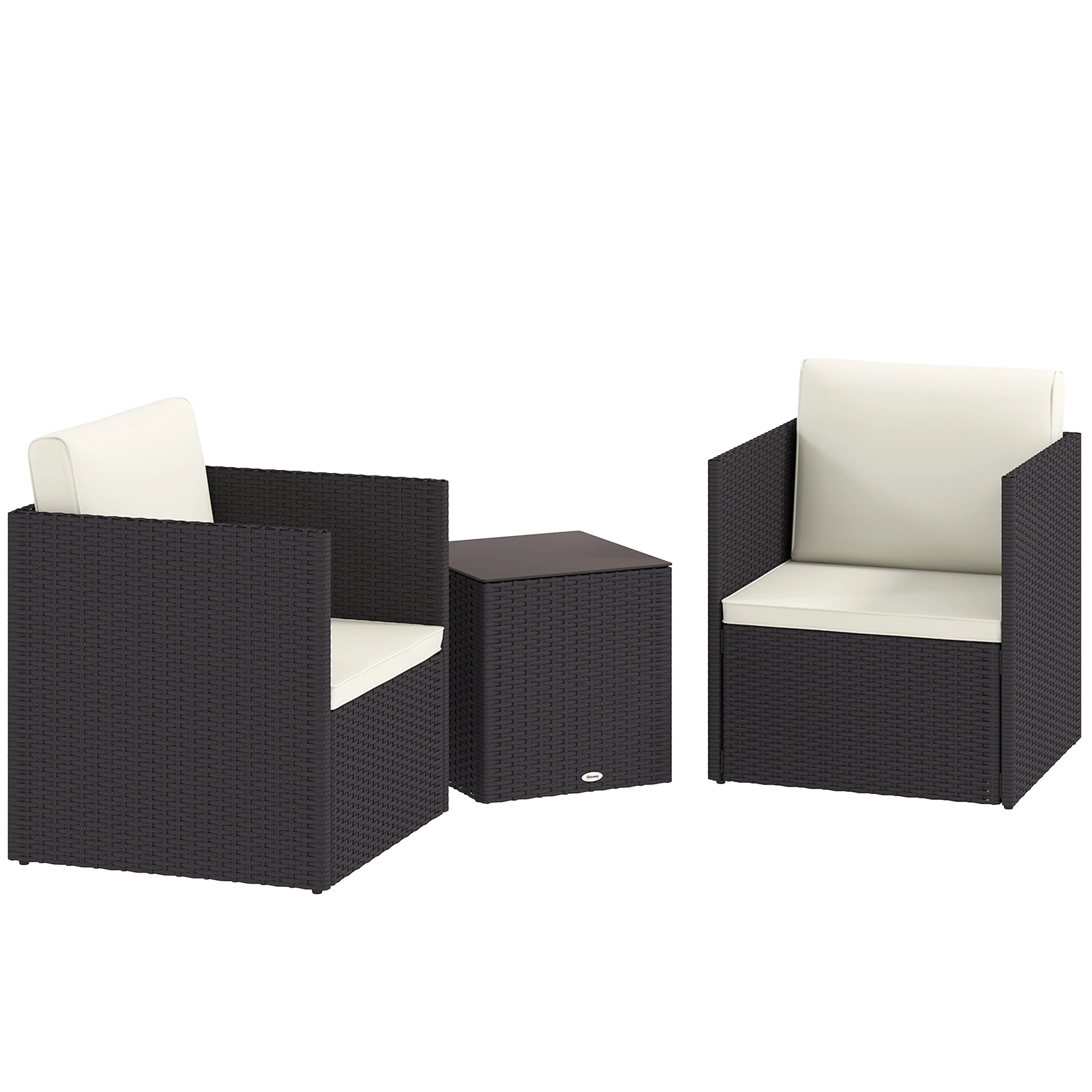 4 Pieces Patio Furniture Set Outdoor Conversation Set with Cushions, Wicker Rattan Sofa, Gray view 2
