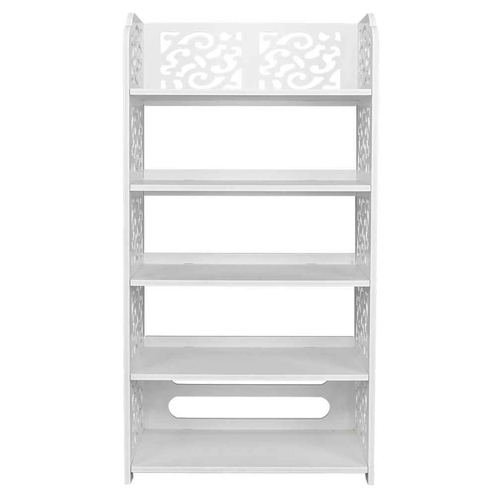 Wood-plastic Board Five Tiers Carved Shoe Rack White A view 12