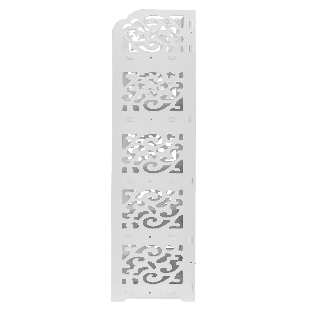 Wood-plastic Board Five Tiers Carved Shoe Rack White A view 13