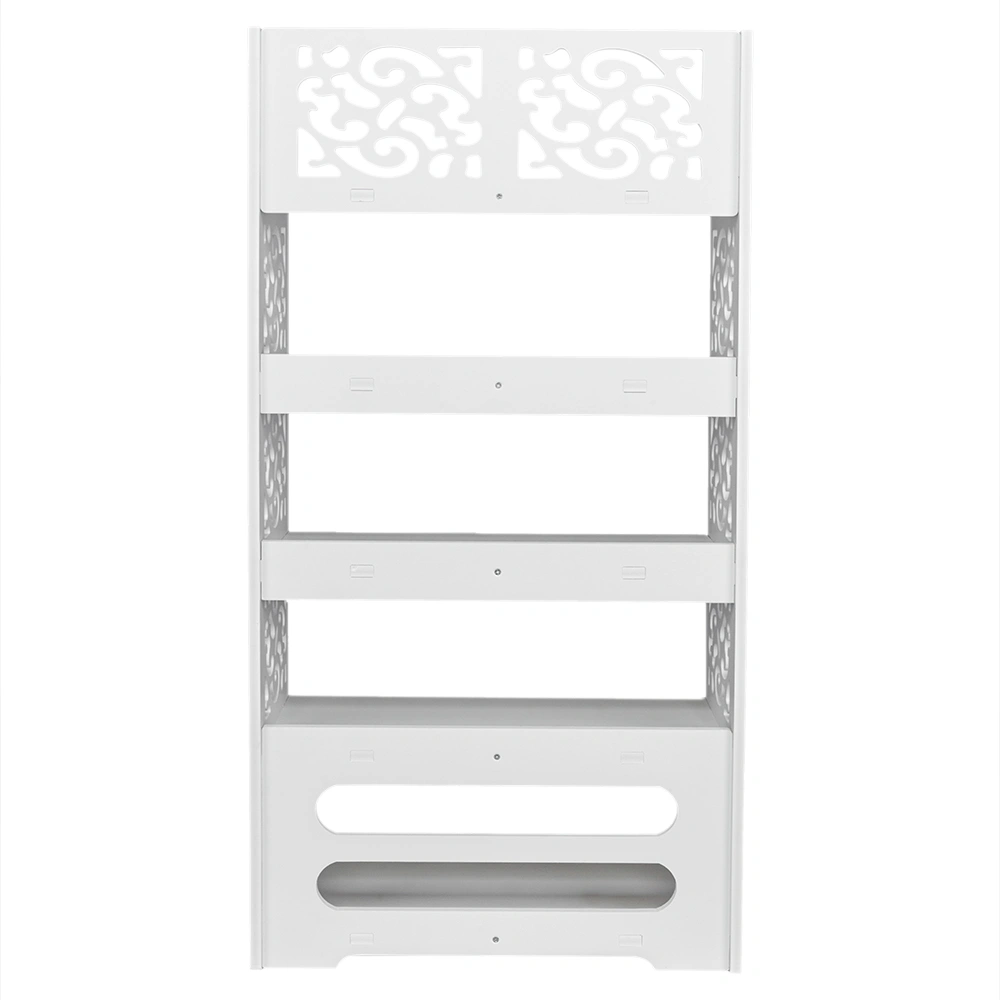 Wood-plastic Board Five Tiers Carved Shoe Rack White A view 15