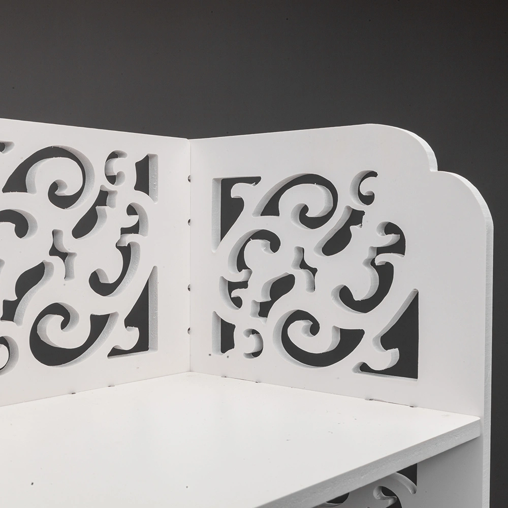 Wood-plastic Board Five Tiers Carved Shoe Rack White A view 3